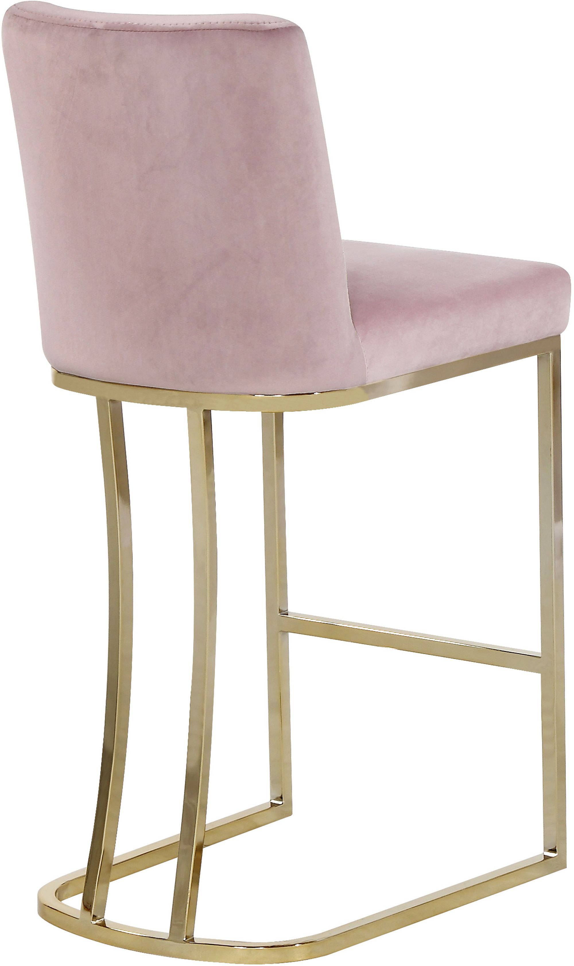Heidi Velvet Counter Stool with Polished Gold Metal Frame
