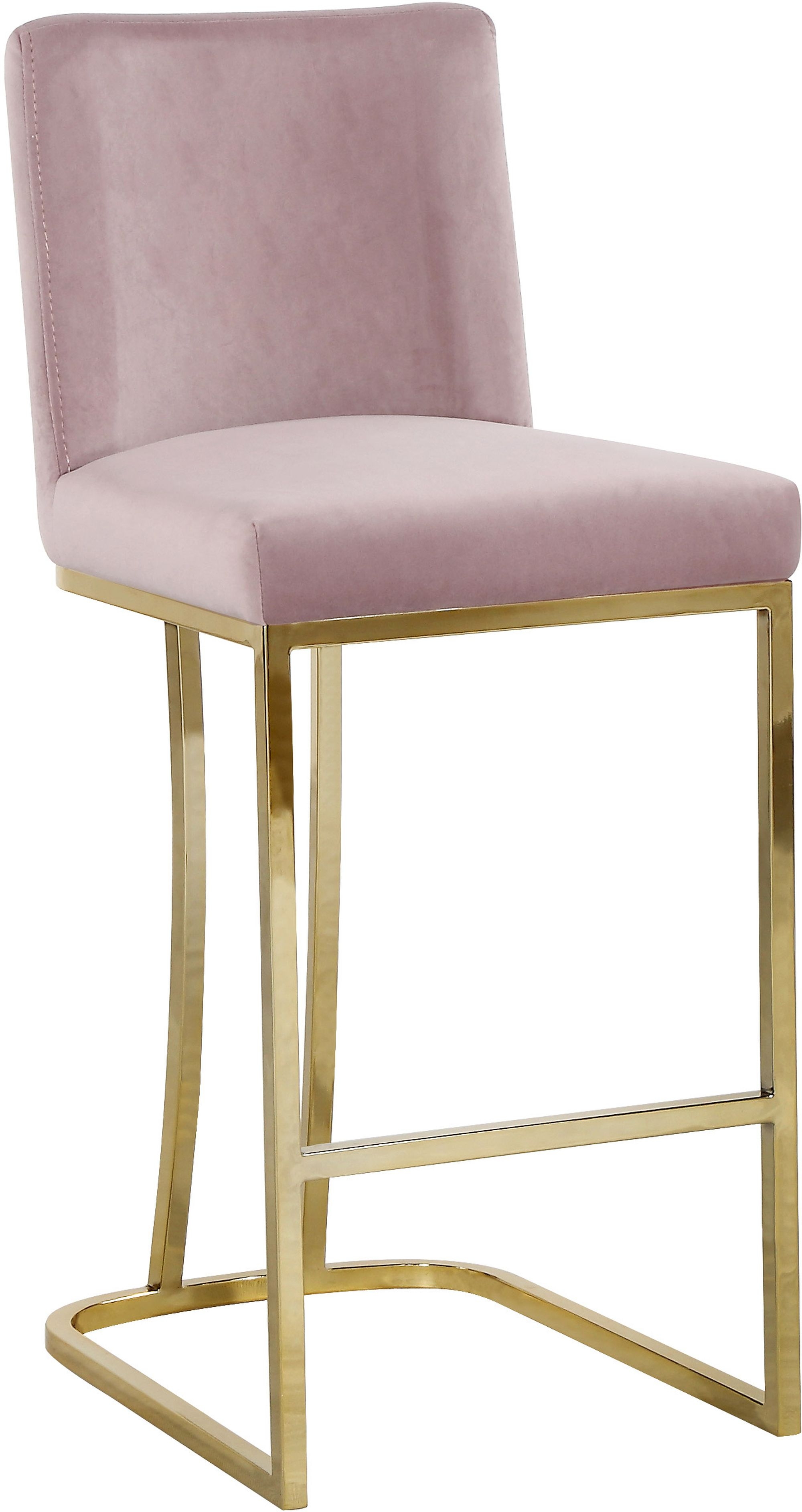 Heidi Velvet Counter Stool with Polished Metal Frame