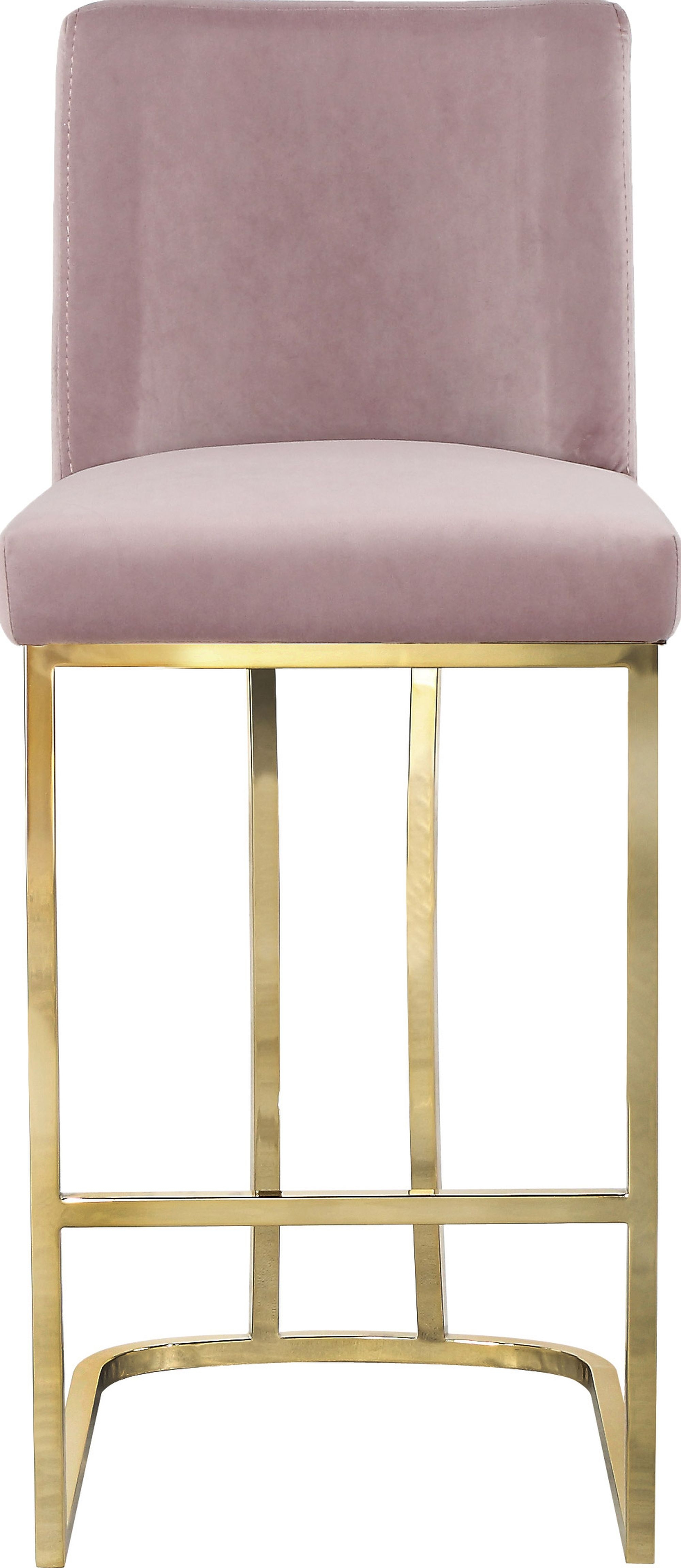 Heidi Velvet Counter Stool with Polished Metal Frame