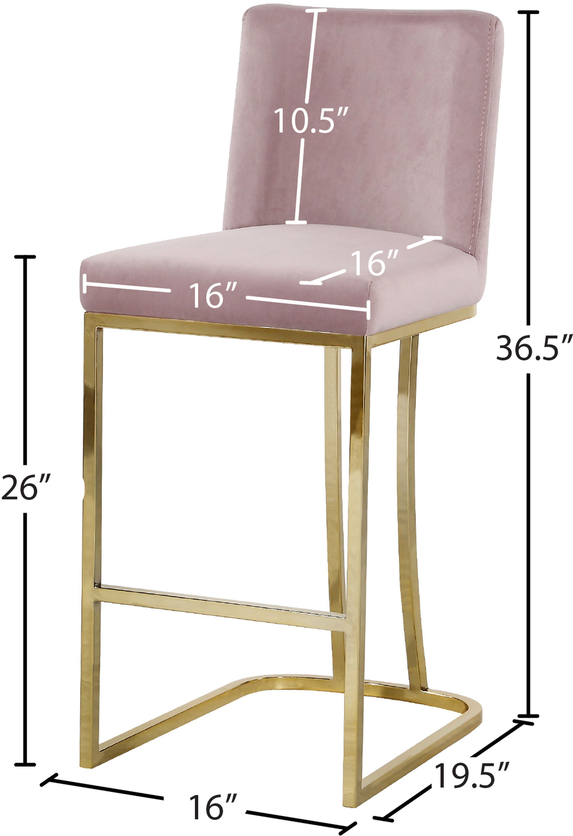 Heidi Velvet Counter Stool with Polished Gold Metal Frame