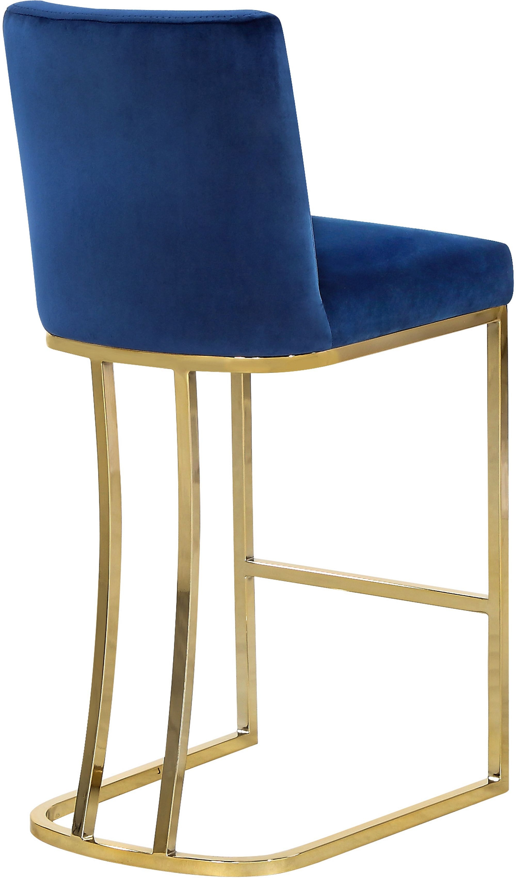 Heidi Velvet Counter Stool with Polished Metal Frame
