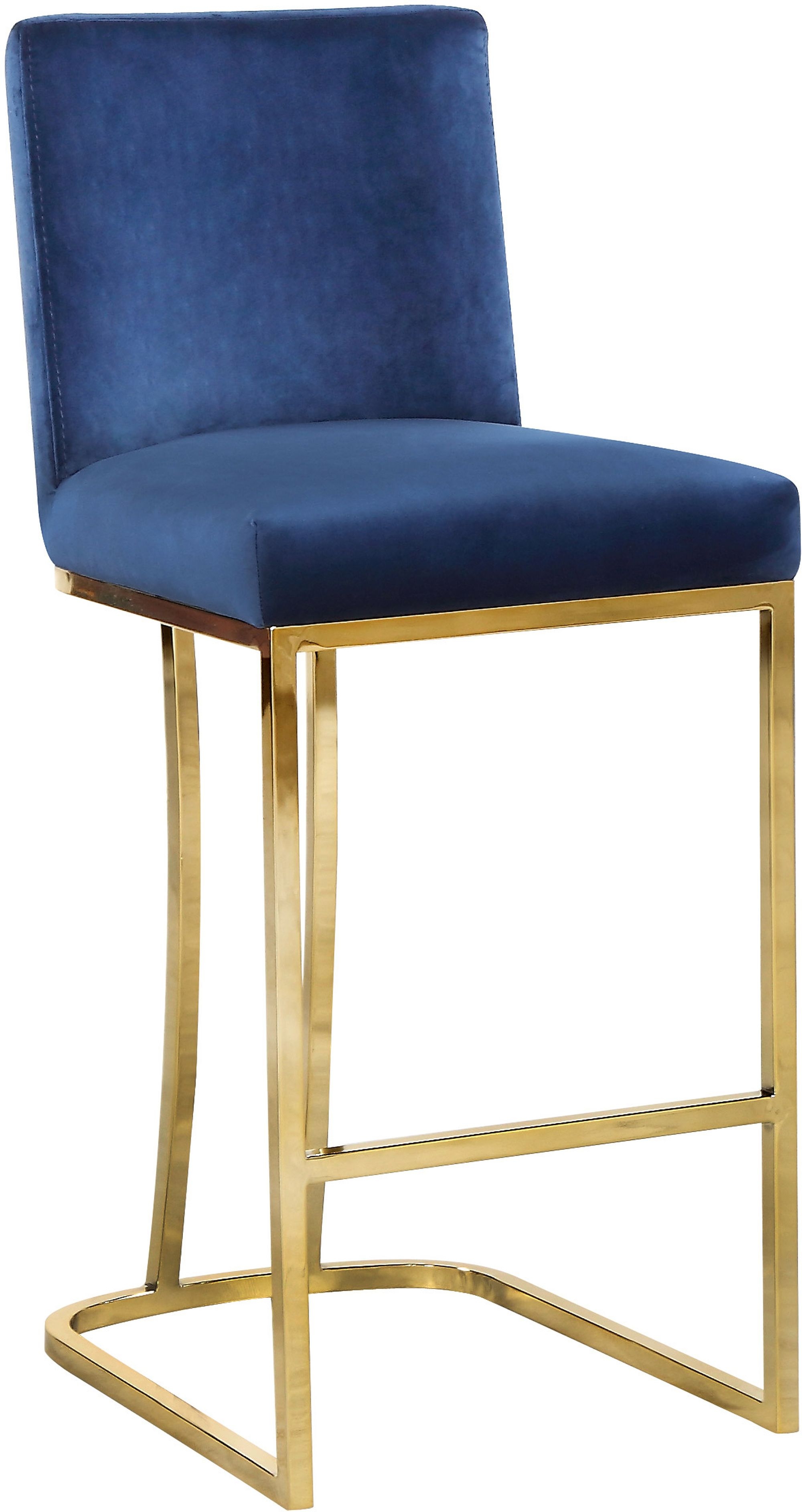 Heidi Velvet Counter Stool with Polished Metal Frame