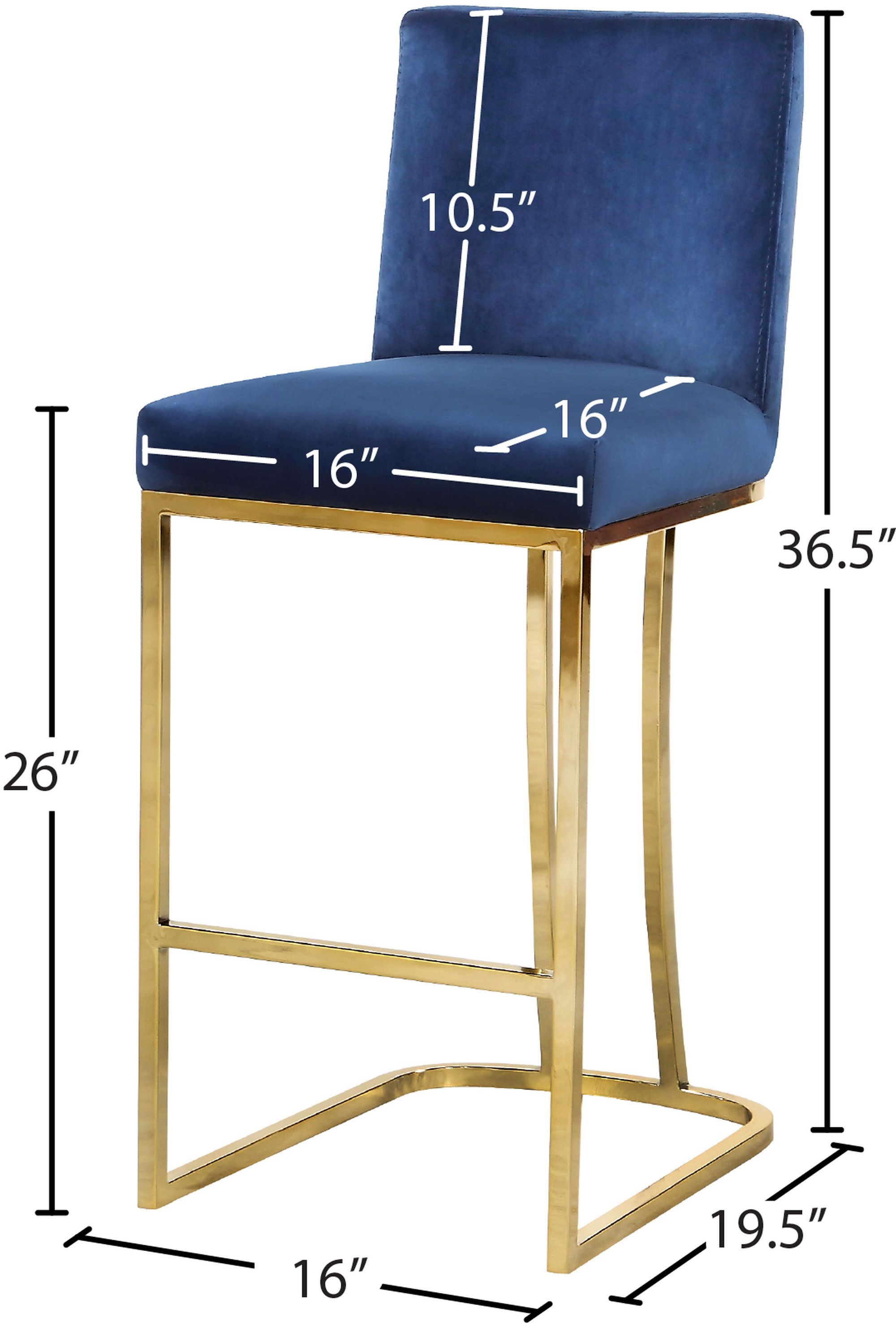 Heidi Velvet Counter Stool with Polished Gold Metal Frame