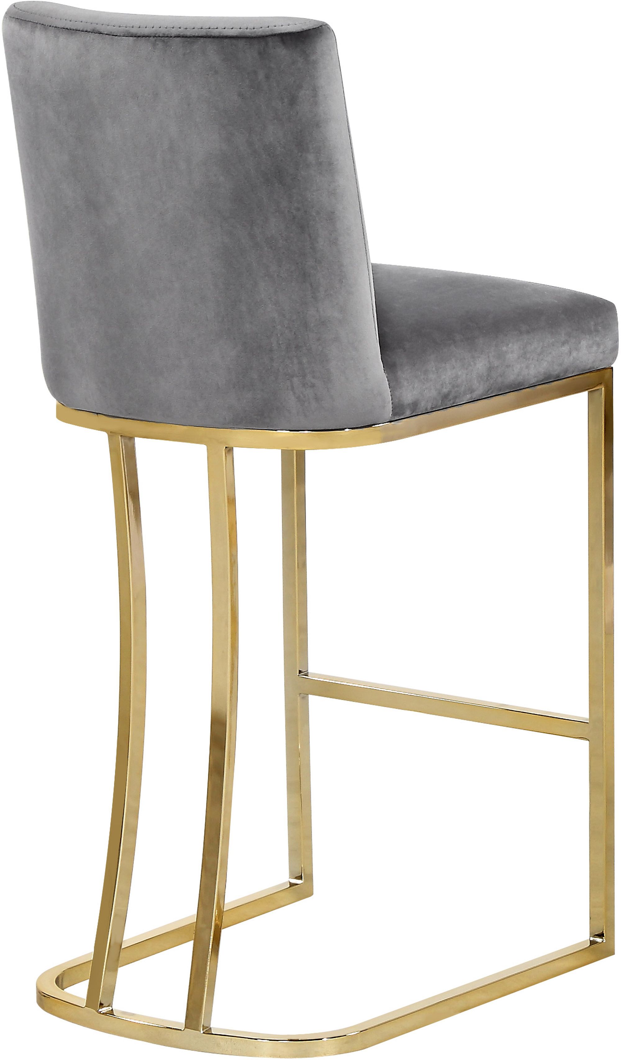 Heidi Velvet Counter Stool with Polished Gold Metal Frame