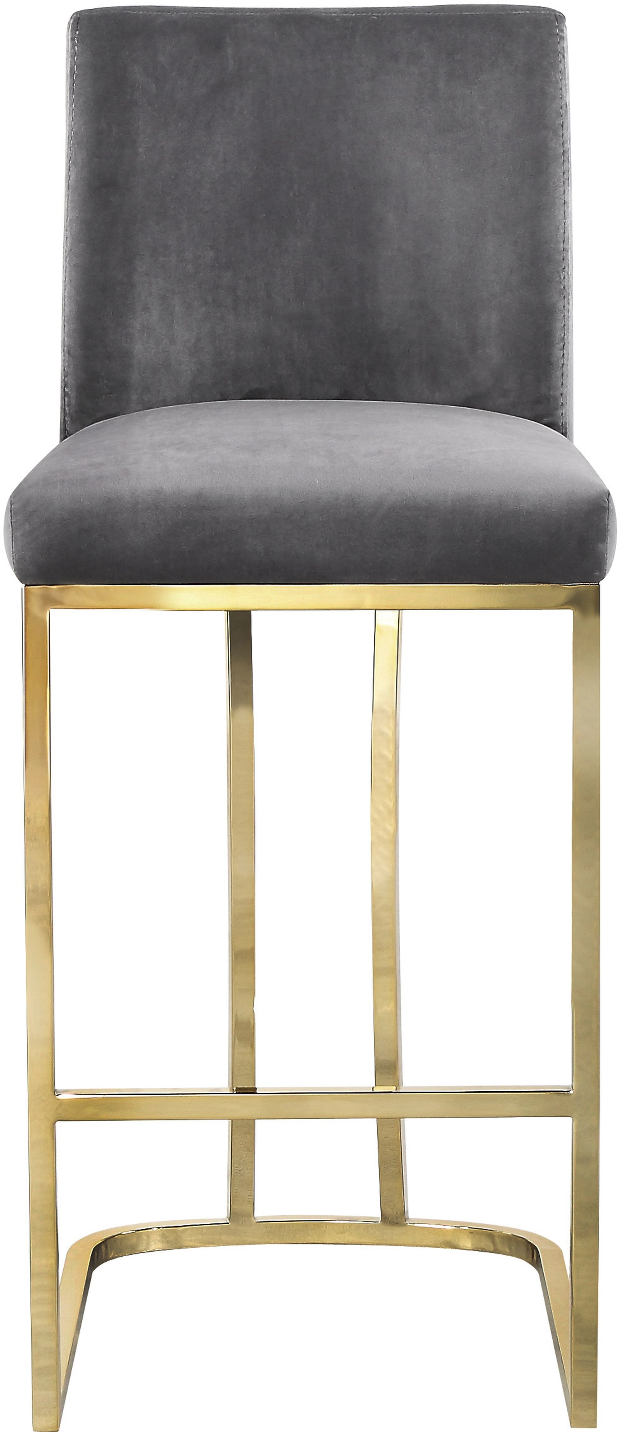 Heidi Velvet Counter Stool with Polished Metal Frame