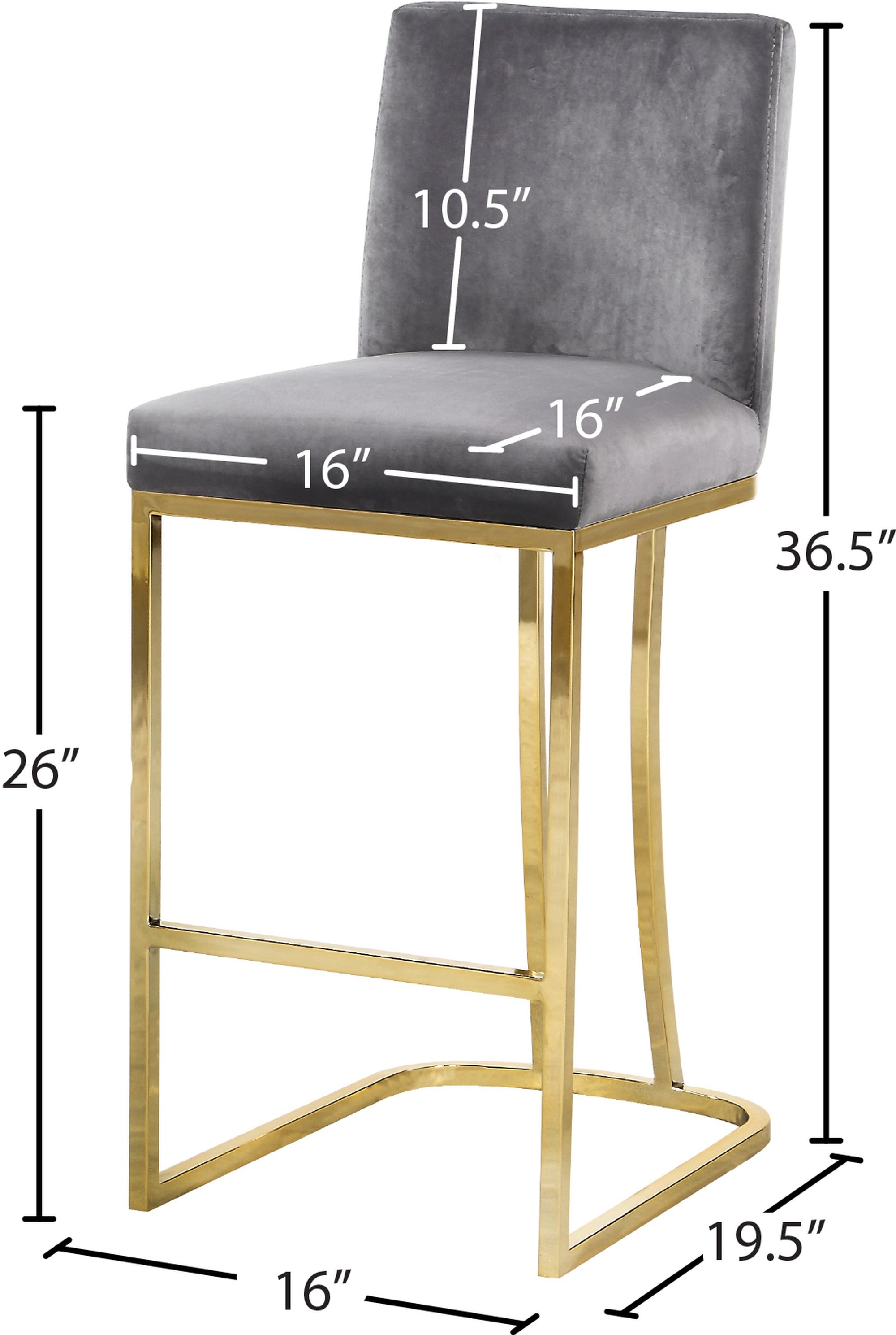 Heidi Velvet Counter Stool with Polished Metal Frame