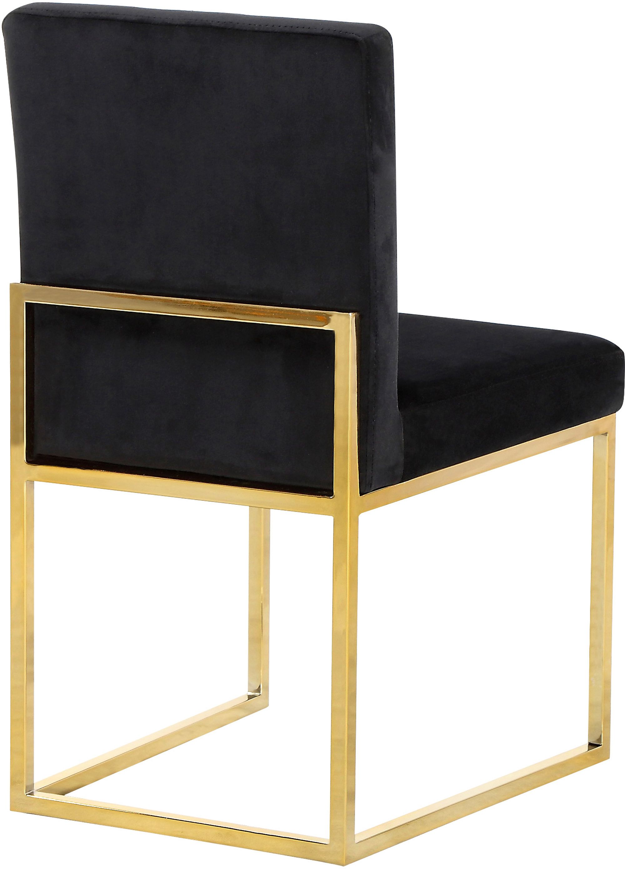 Giselle Velvet Dining Chair with Polished Gold Metal Frame