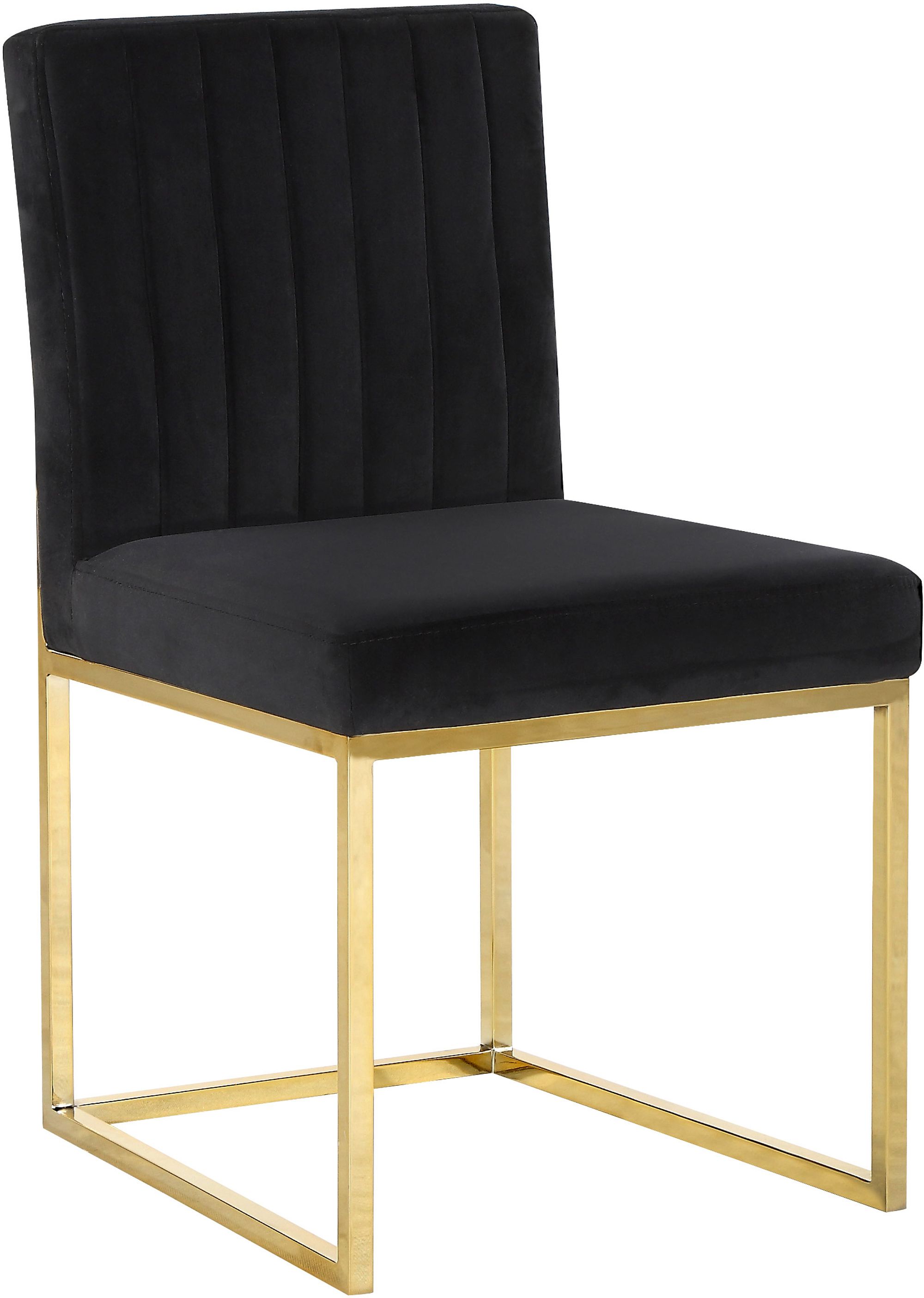 Giselle Velvet Dining Chair with Polished Gold Metal Frame