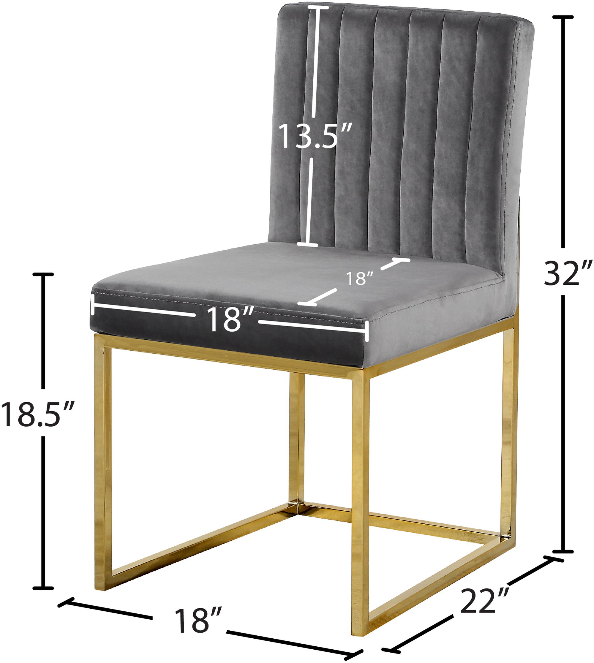 Giselle Velvet Dining Chair with Polished Gold Metal Frame