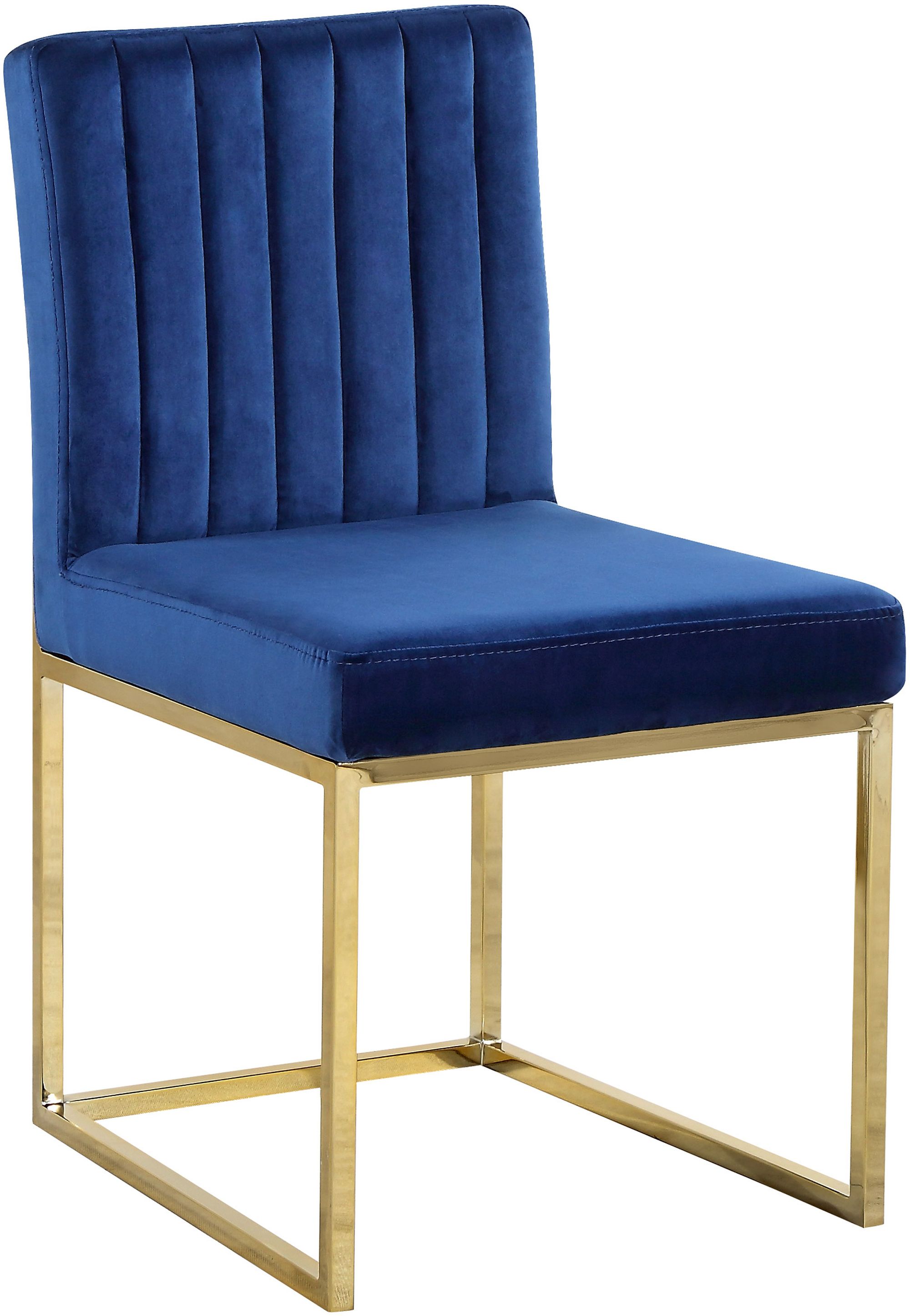 Giselle Velvet Dining Chair with Polished Gold Metal Frame