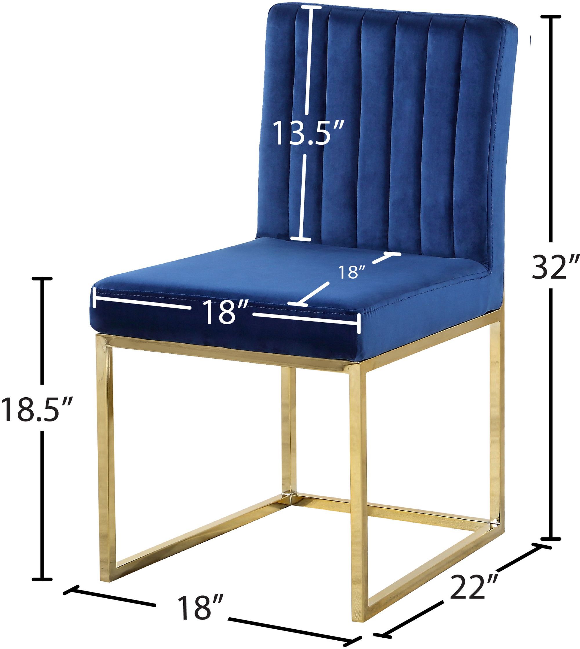 Giselle Velvet Dining Chair with Polished Gold Metal Frame