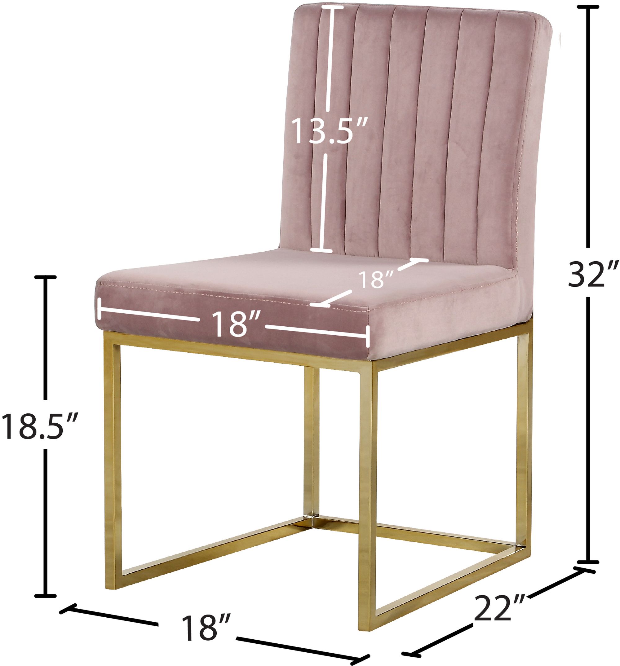 Giselle Velvet Dining Chair with Polished Gold Metal Frame