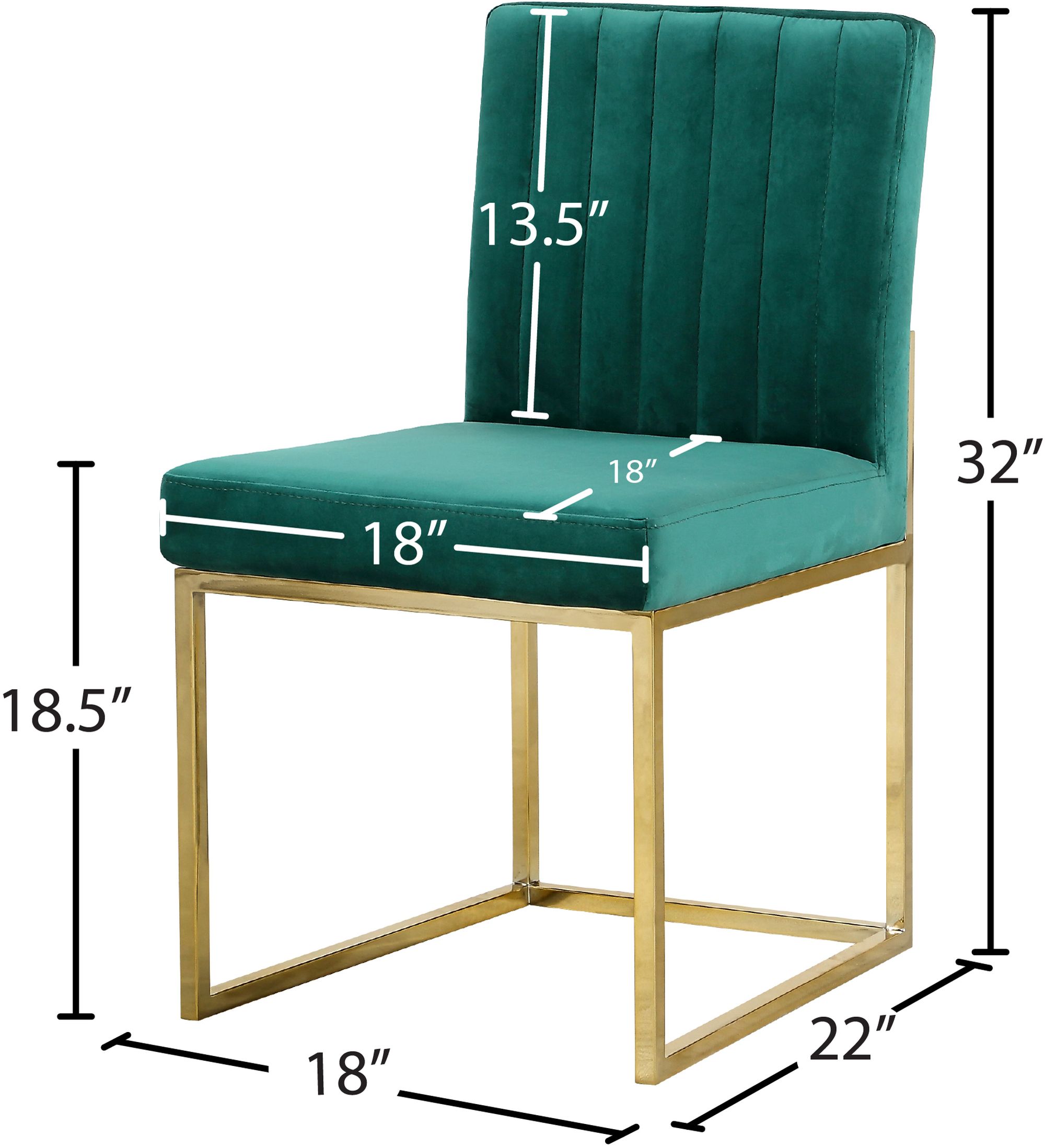 Giselle Velvet Dining Chair with Polished Gold Metal Frame