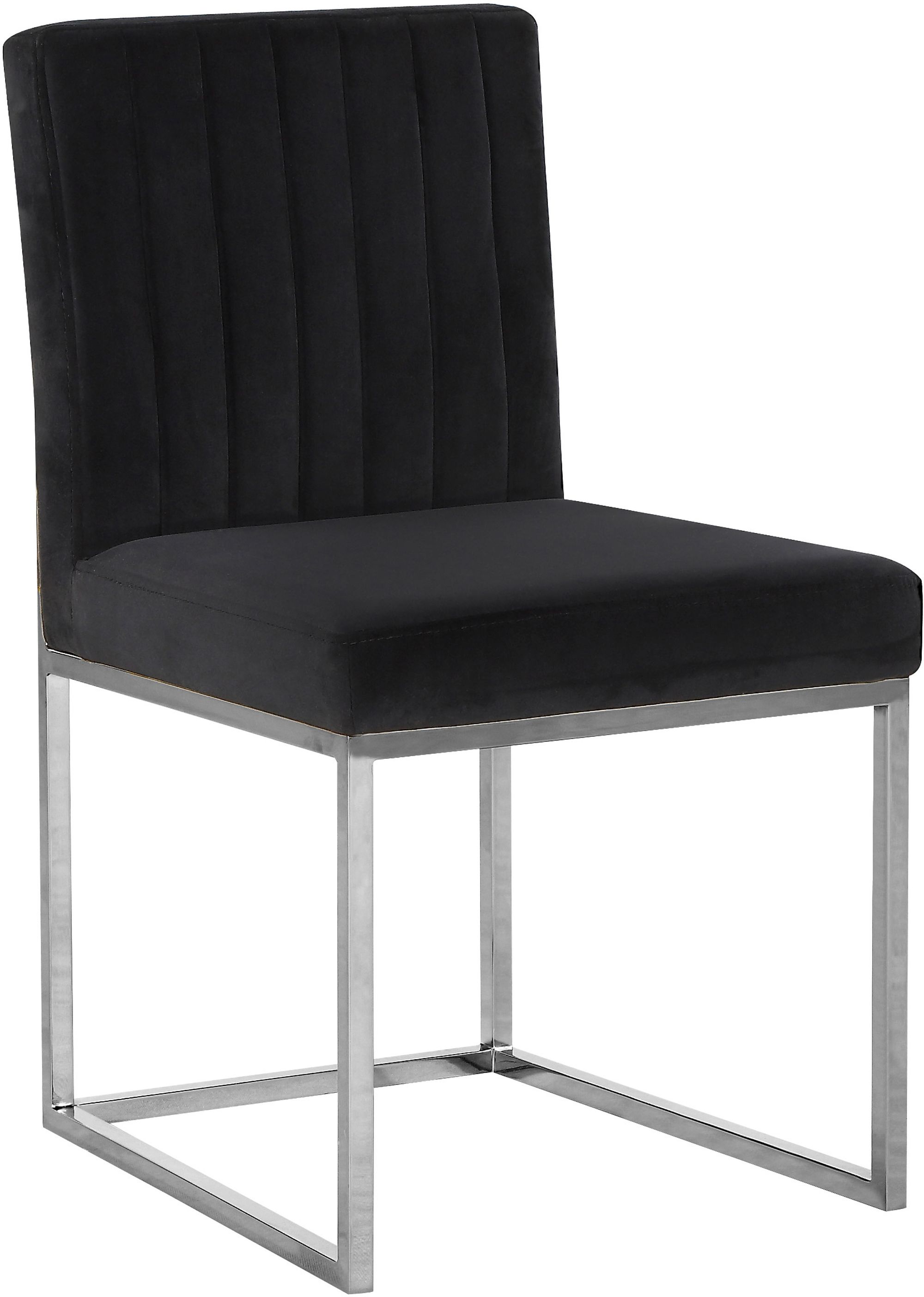 Giselle Velvet Dining Chair with Polished Chrome Metal Frame