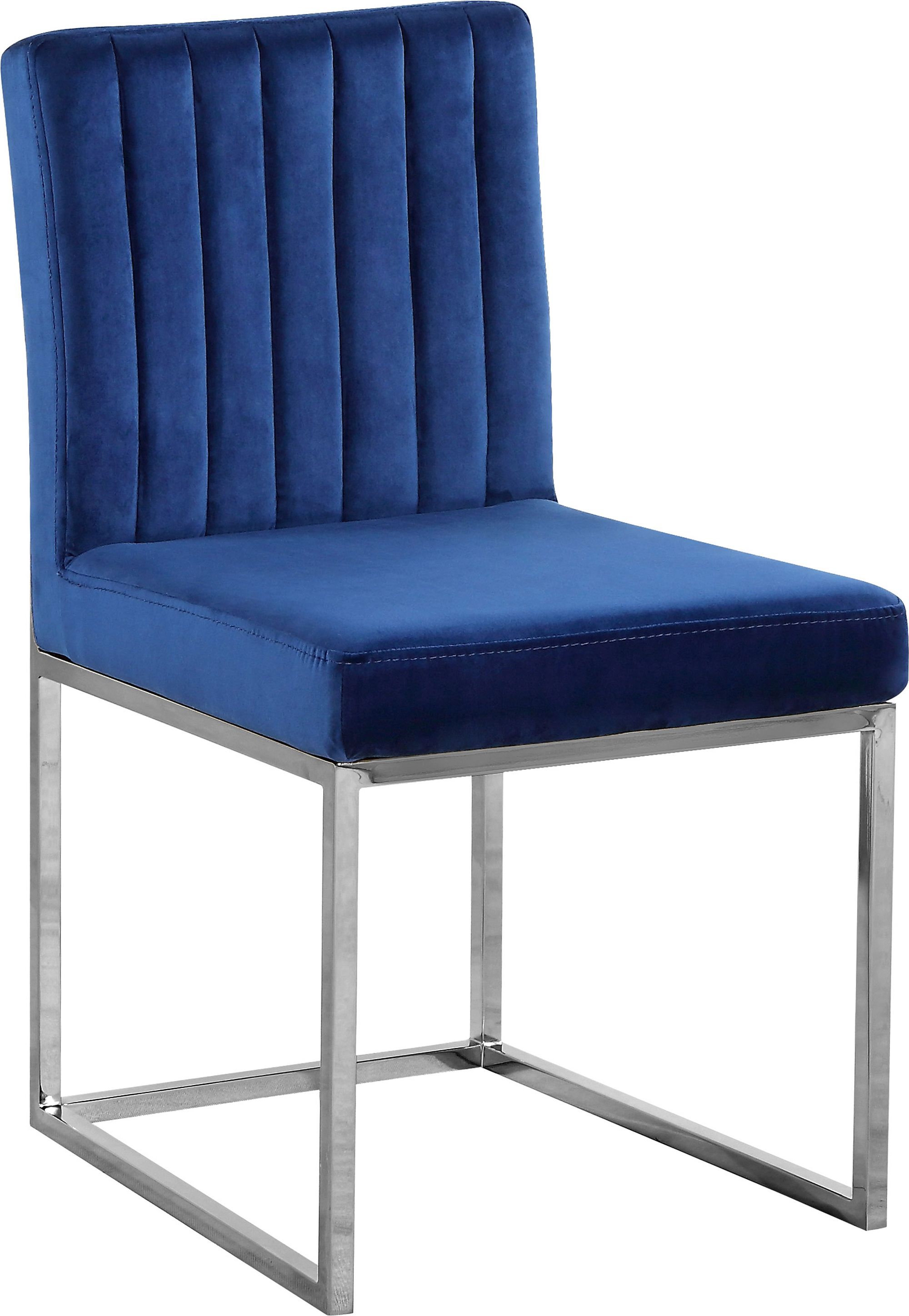 Giselle Velvet Dining Chair with Polished Chrome Metal Frame