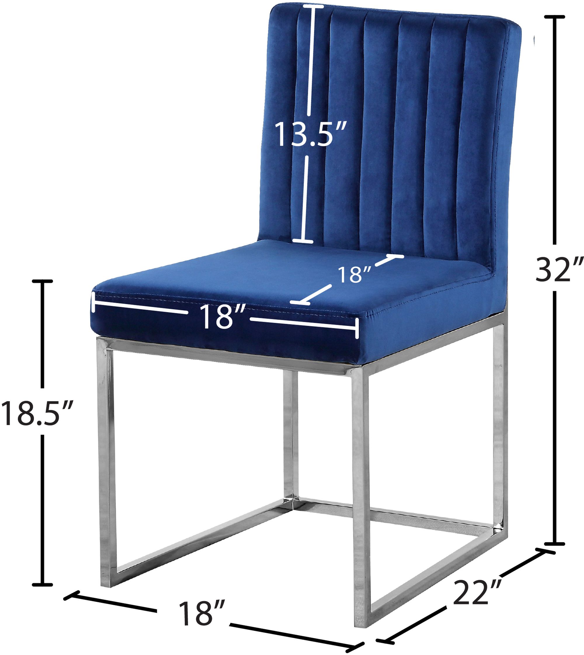 Giselle Velvet Dining Chair with Polished Chrome Metal Frame