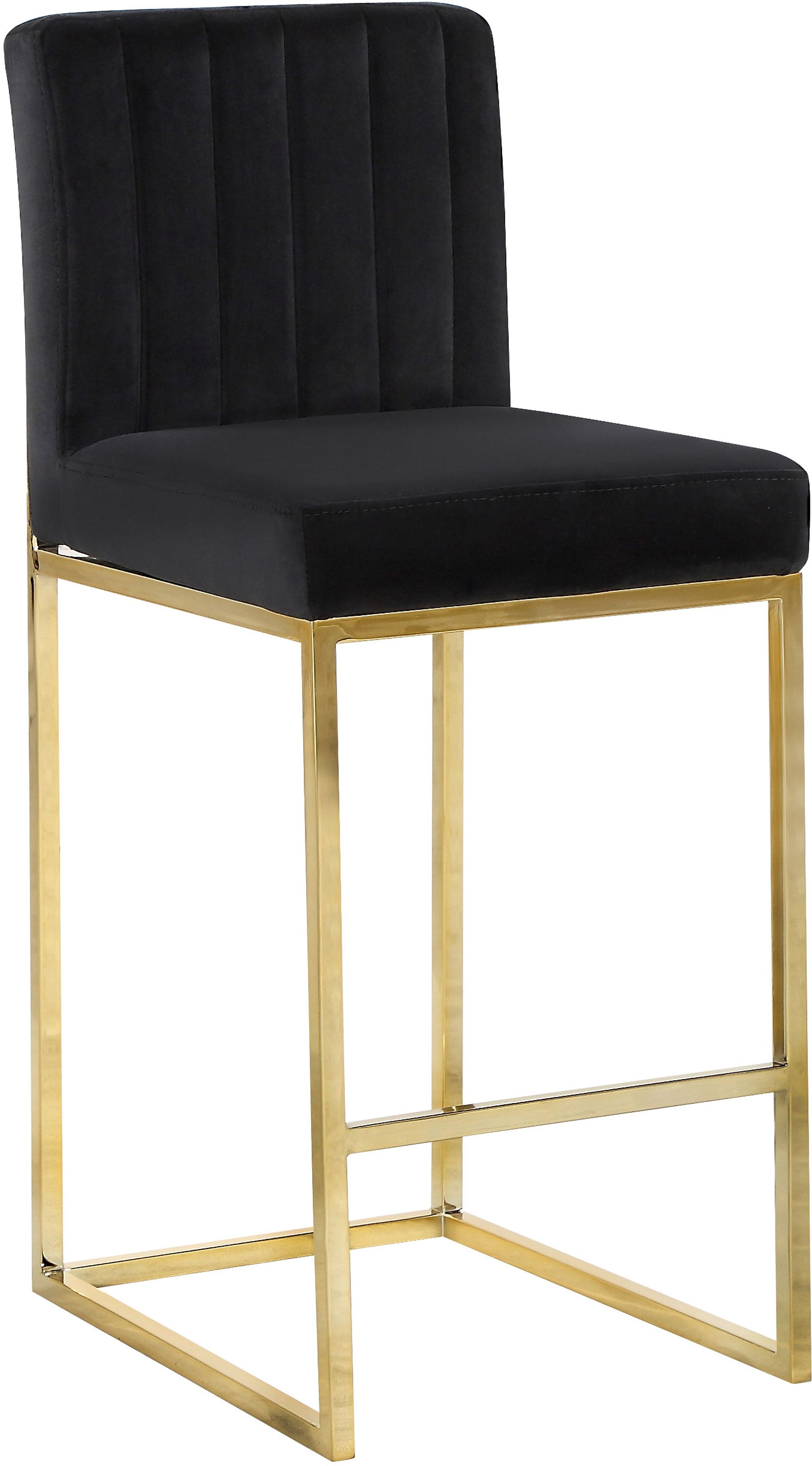 Giselle Velvet Counter Stool with Polished Metal Frame