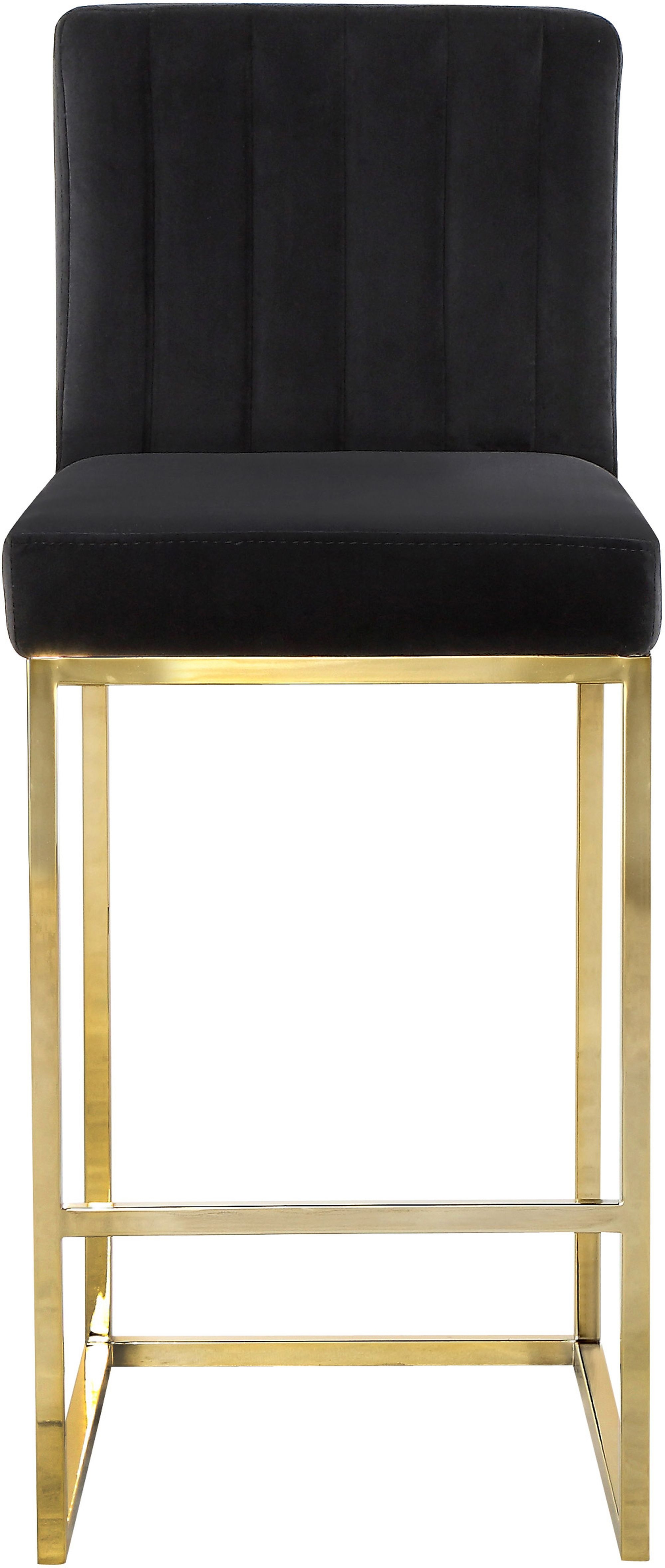 Giselle Velvet Counter Stool with Polished Metal Frame