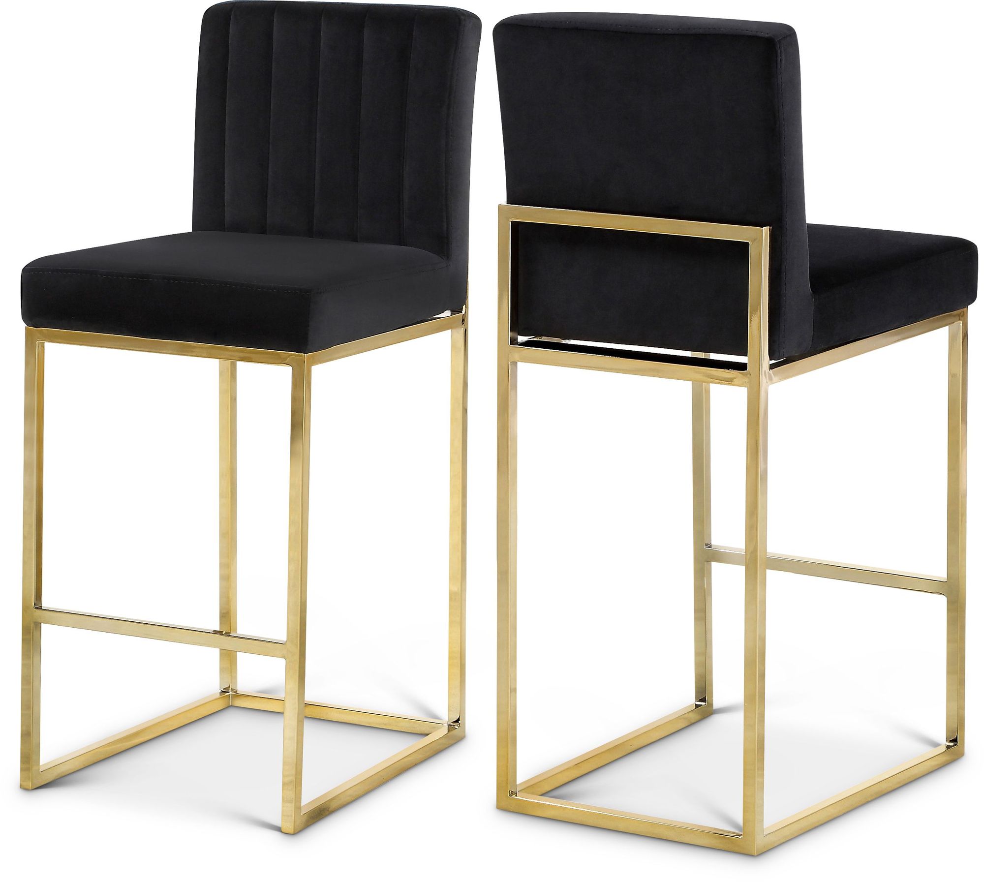 Giselle Velvet Counter Stool with Polished Gold Metal Frame
