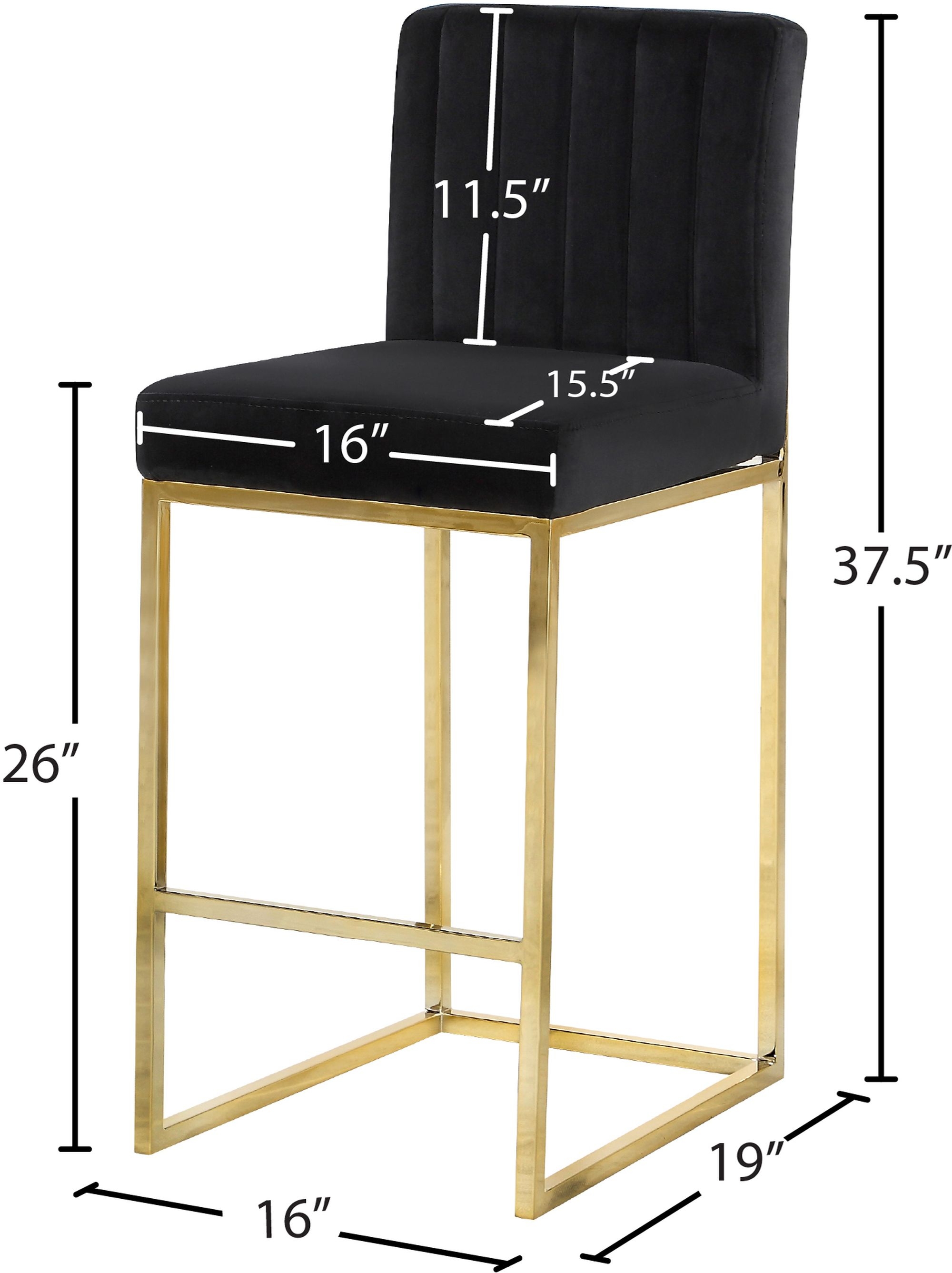 Giselle Velvet Counter Stool with Polished Metal Frame