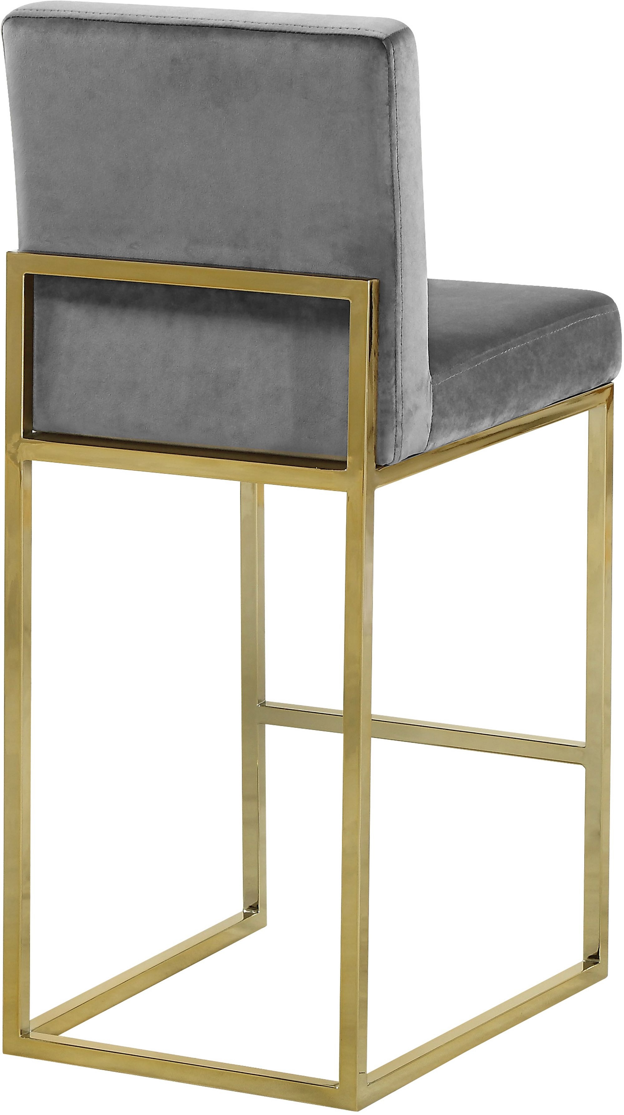 Giselle Velvet Counter Stool with Polished Metal Frame