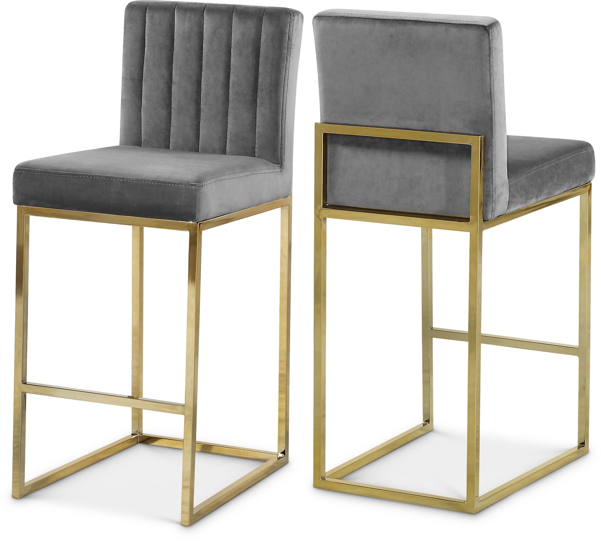 Giselle Velvet Counter Stool with Polished Gold Metal Frame