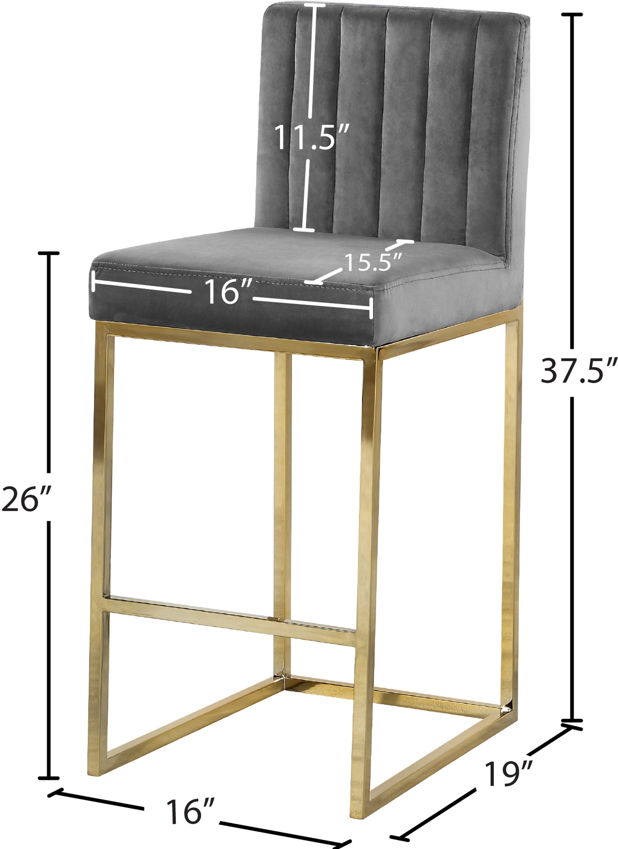 Giselle Velvet Counter Stool with Polished Gold Metal Frame