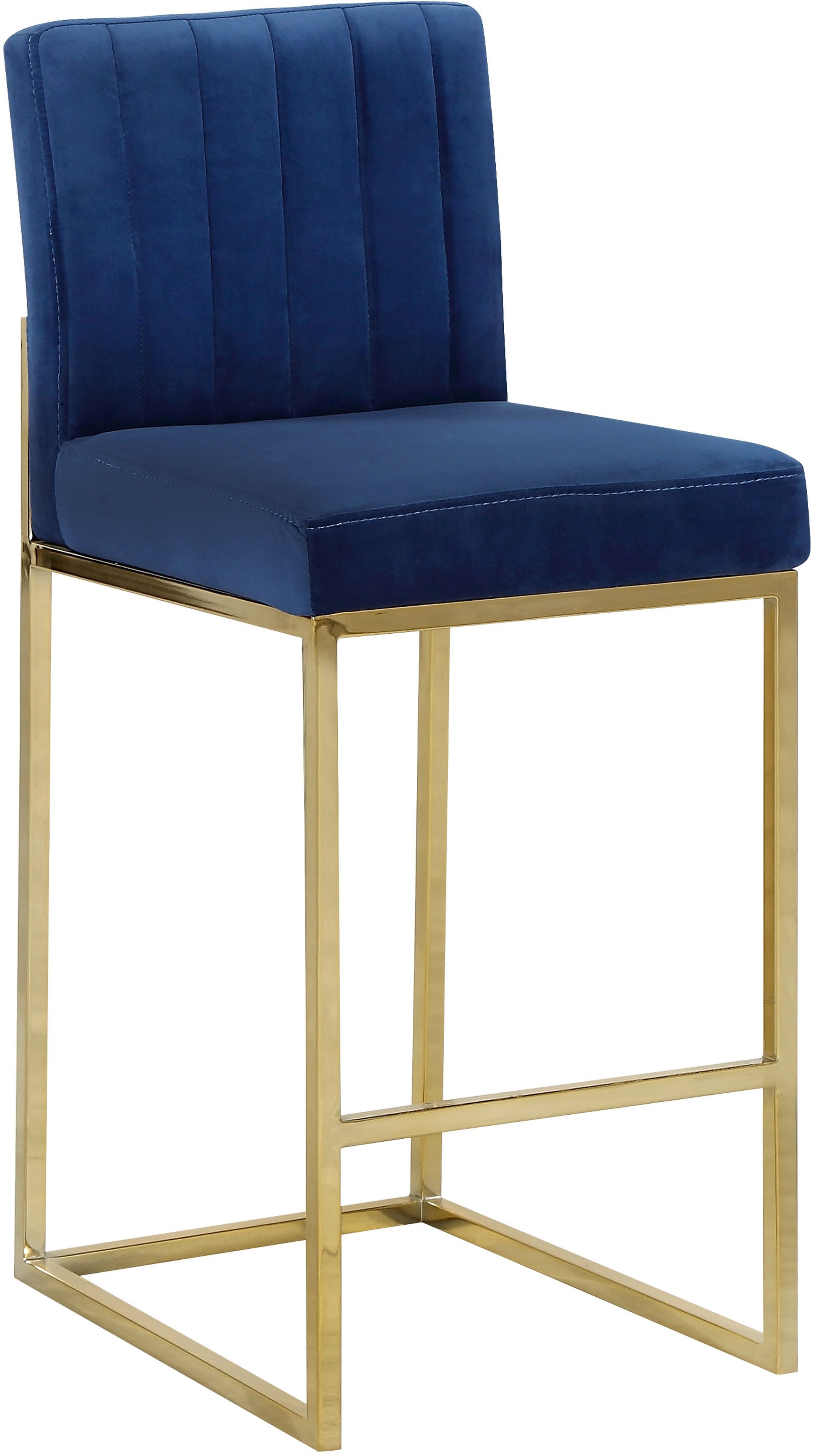 Giselle Velvet Counter Stool with Polished Metal Frame
