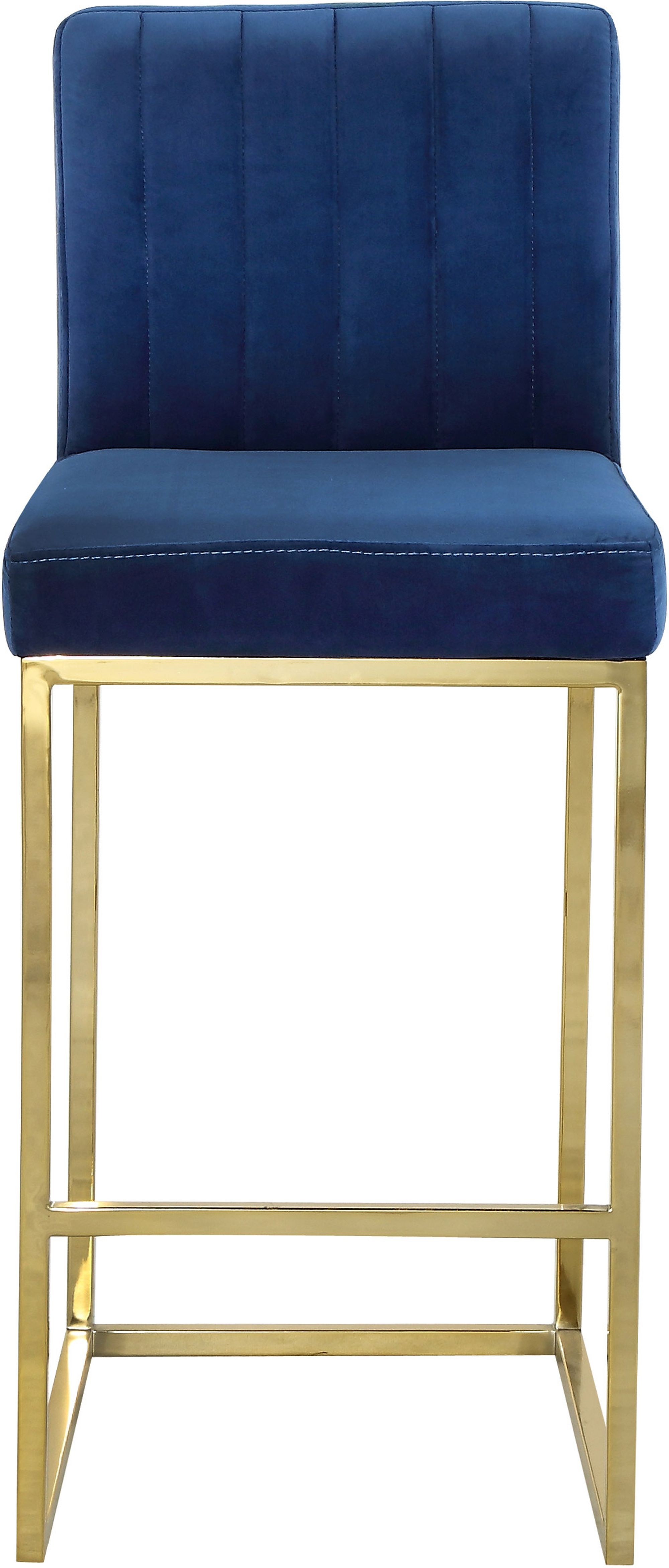 Giselle Velvet Counter Stool with Polished Metal Frame