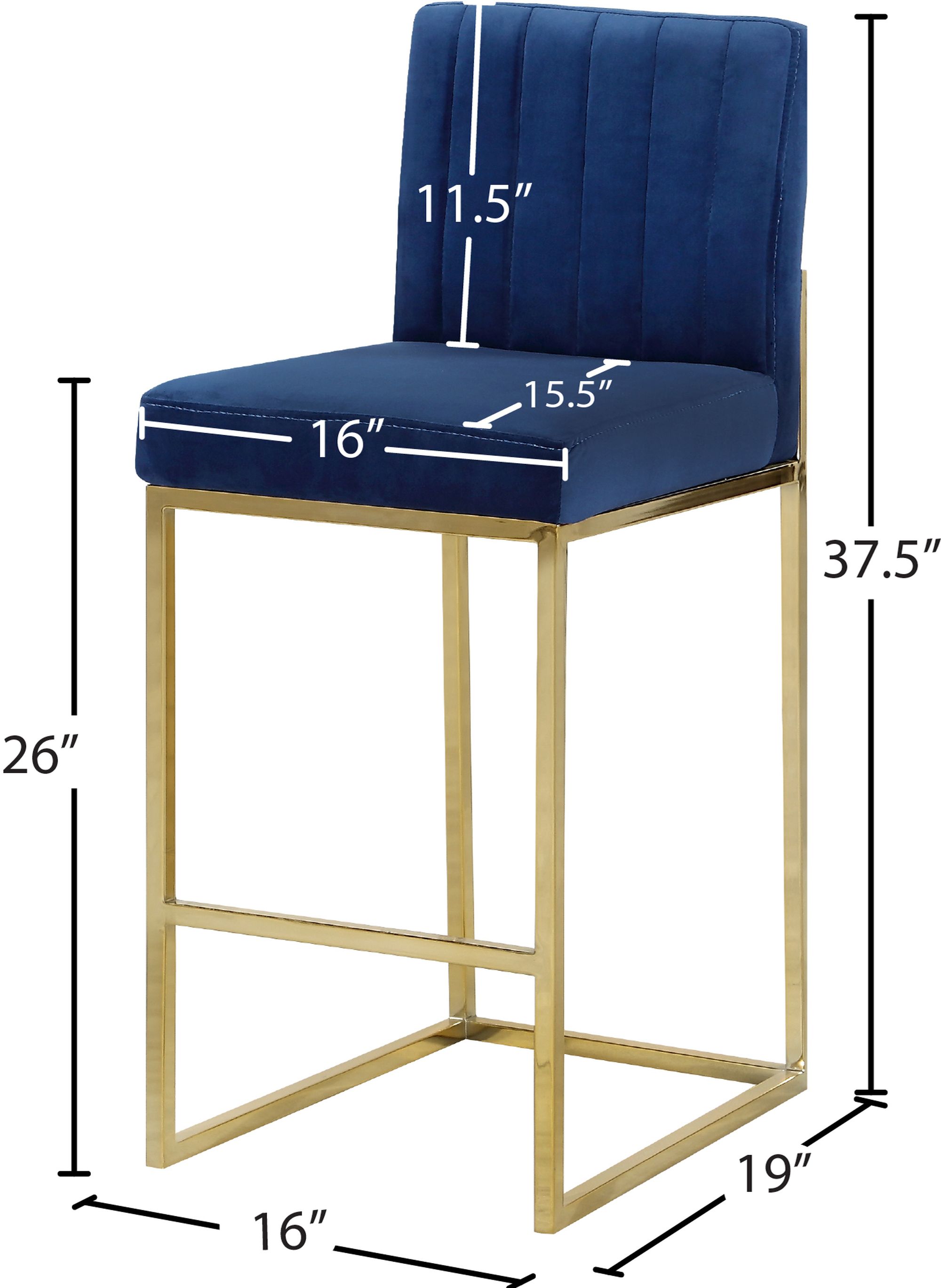 Giselle Velvet Counter Stool with Polished Gold Metal Frame