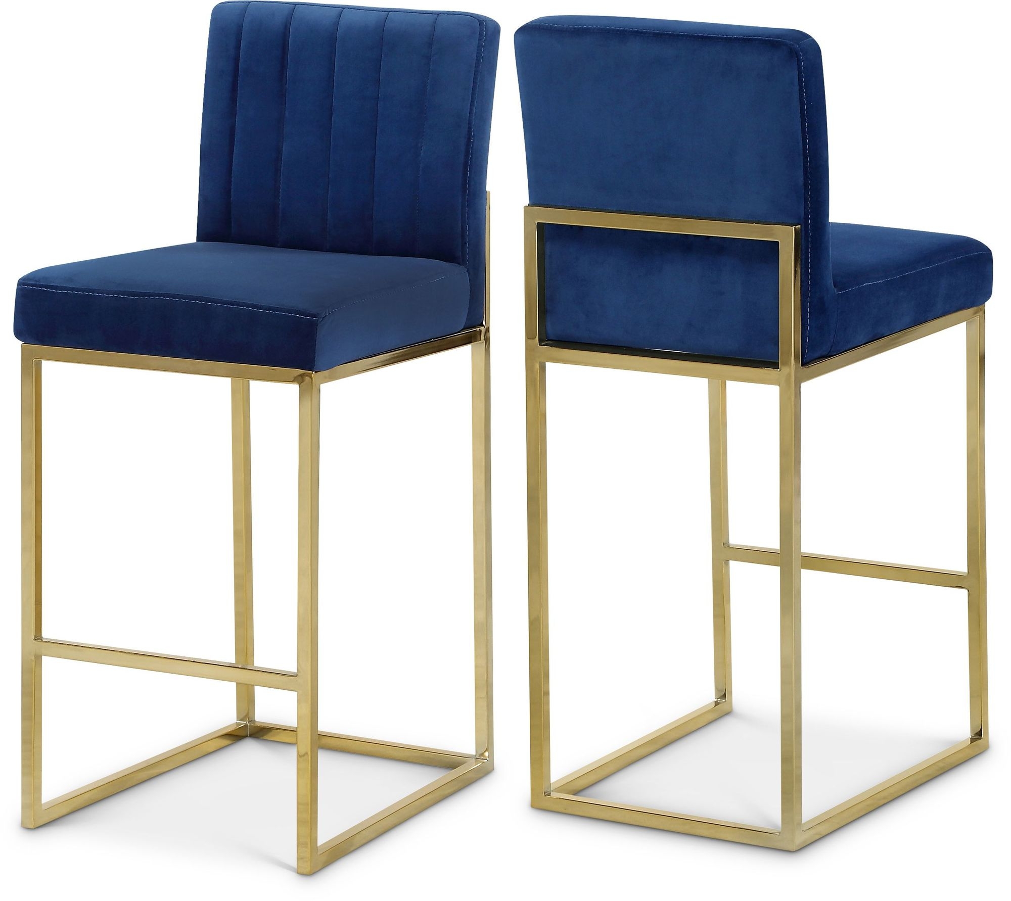 Giselle Velvet Counter Stool with Polished Metal Frame