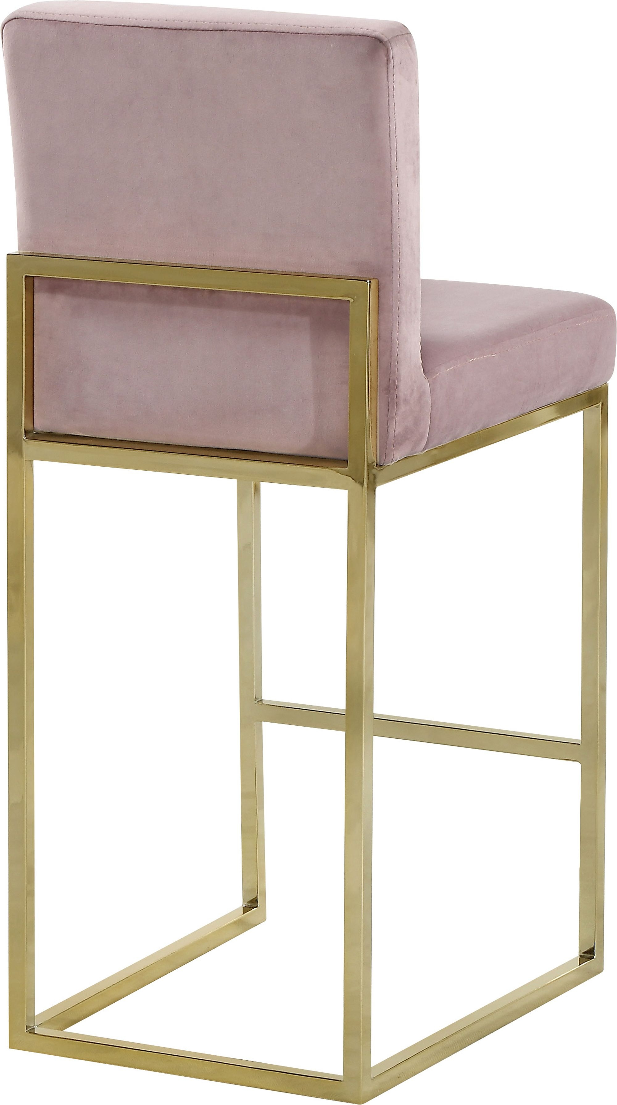 Giselle Velvet Counter Stool with Polished Metal Frame