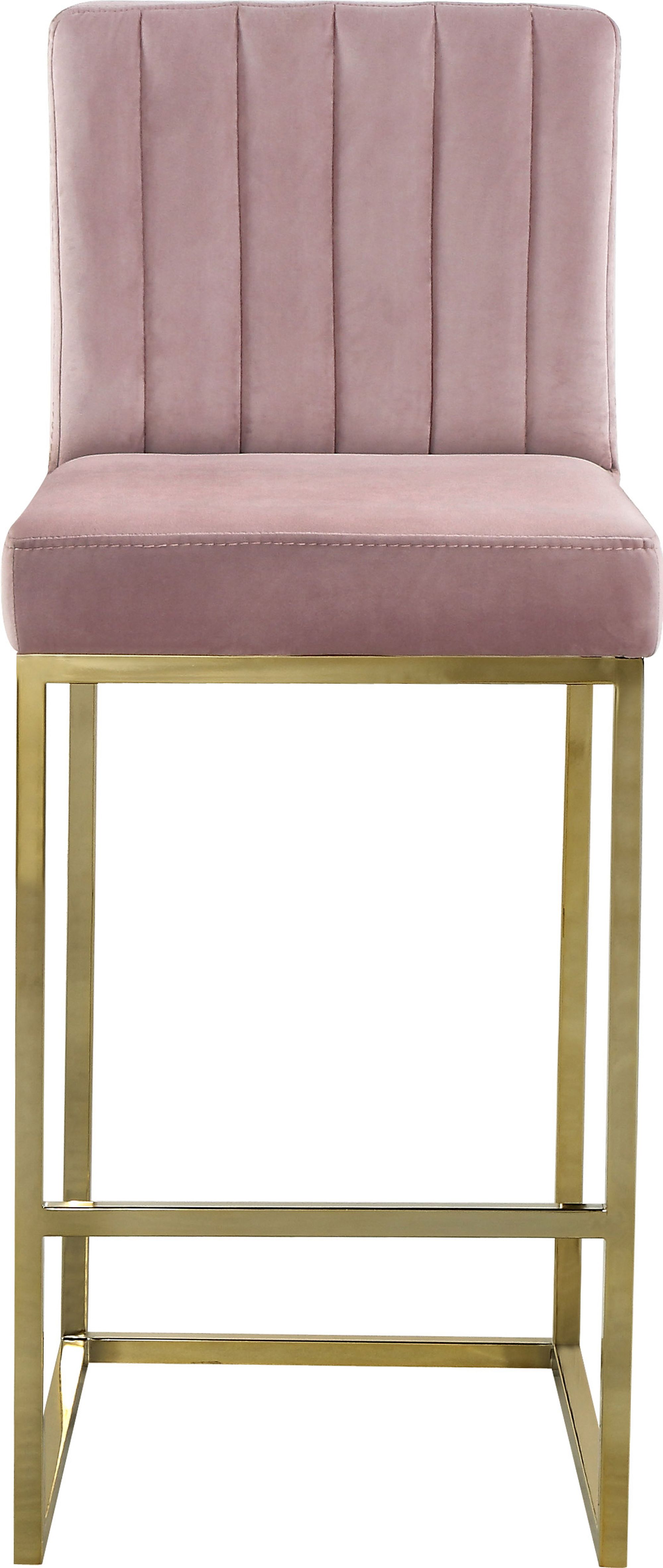 Giselle Velvet Counter Stool with Polished Gold Metal Frame