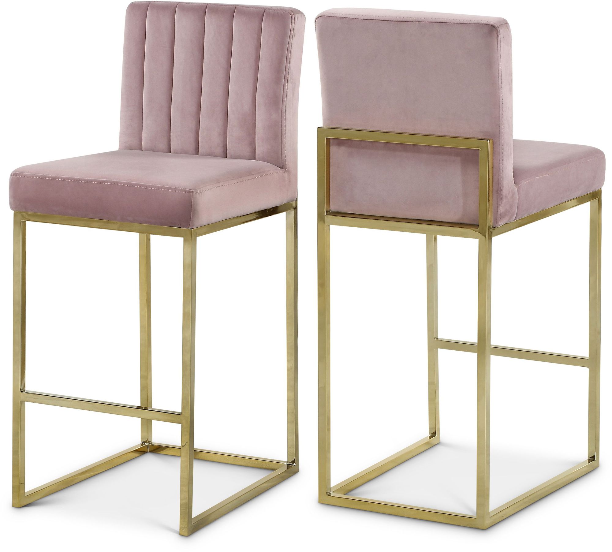 Giselle Velvet Counter Stool with Polished Gold Metal Frame