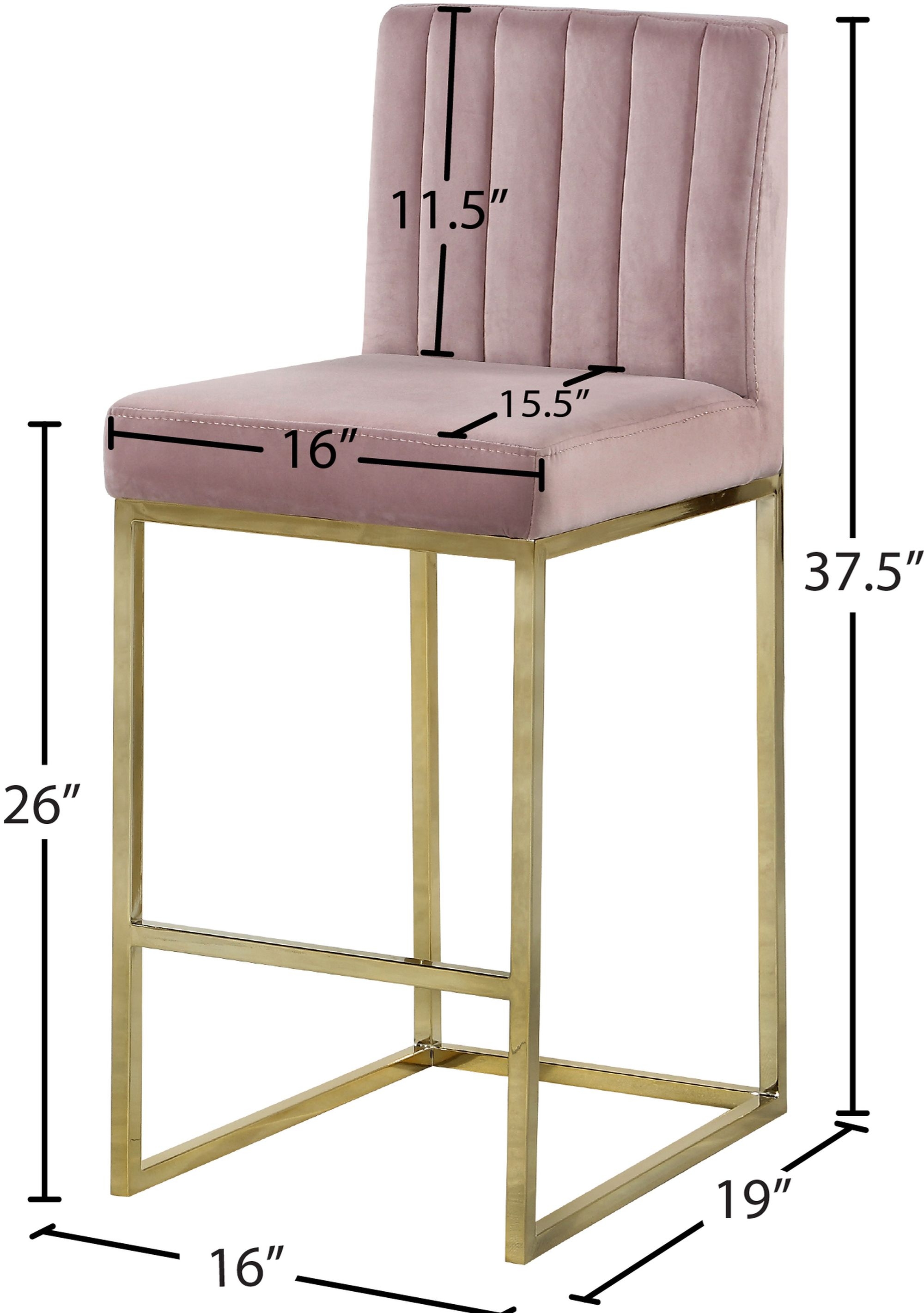 Giselle Velvet Counter Stool with Polished Metal Frame