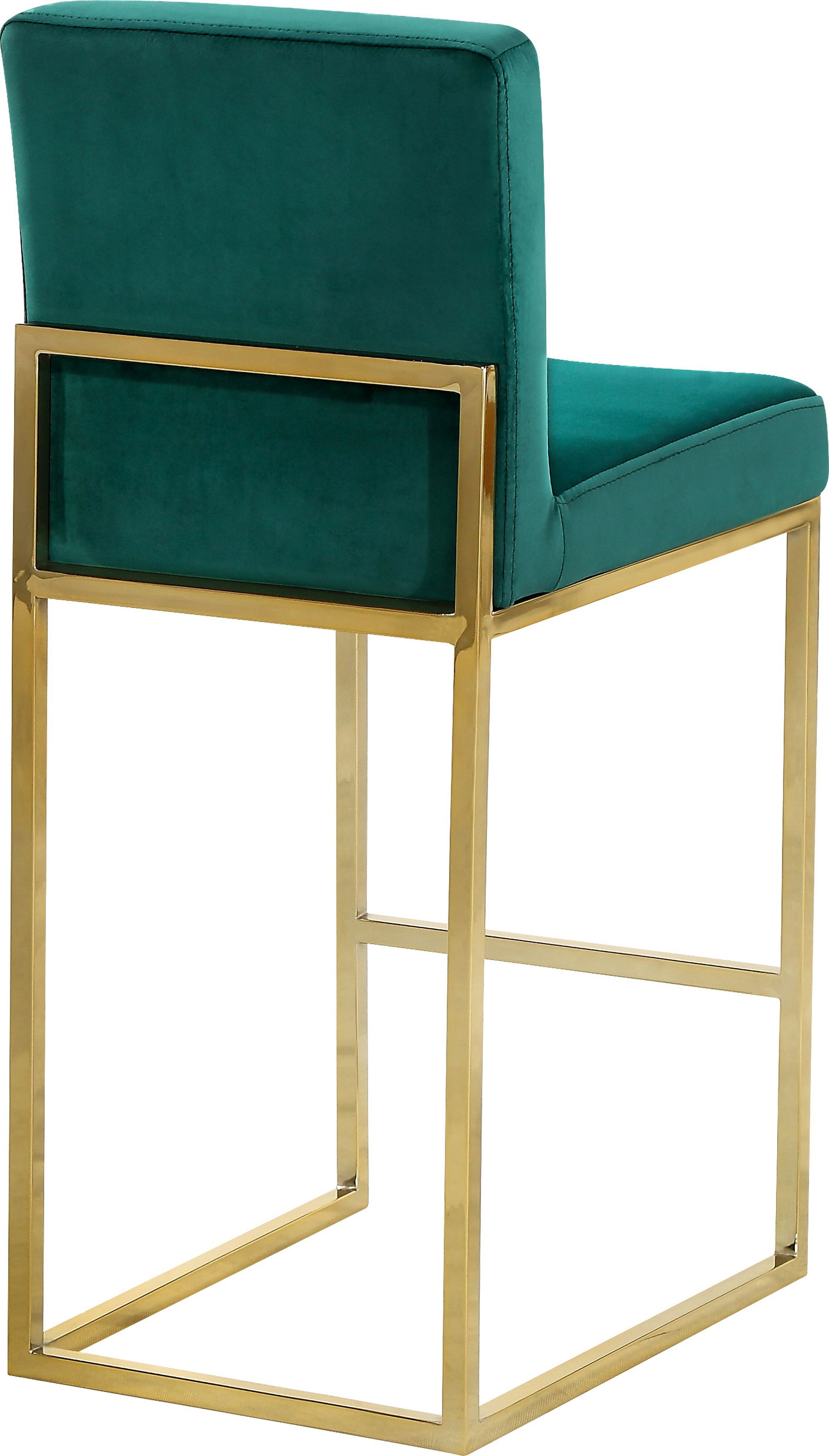 Giselle Velvet Counter Stool with Polished Metal Frame