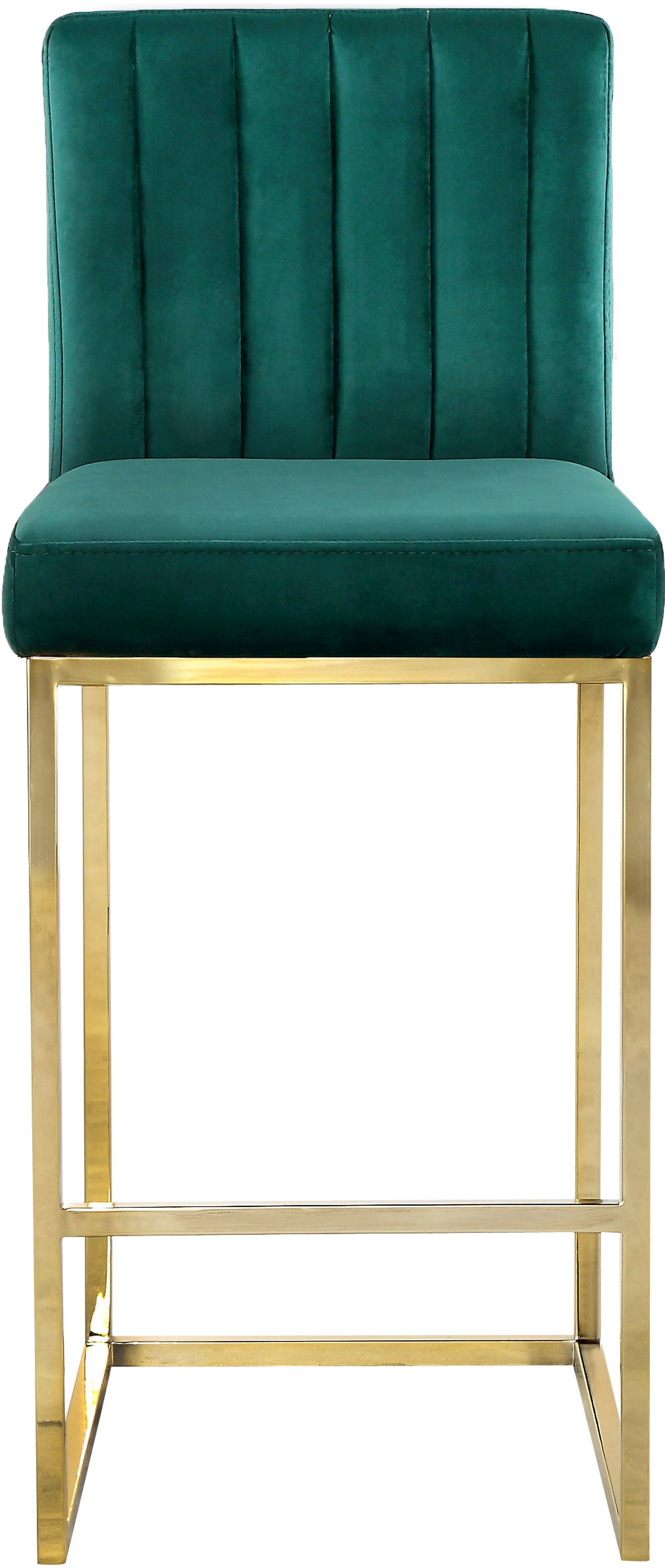 Giselle Velvet Counter Stool with Polished Metal Frame