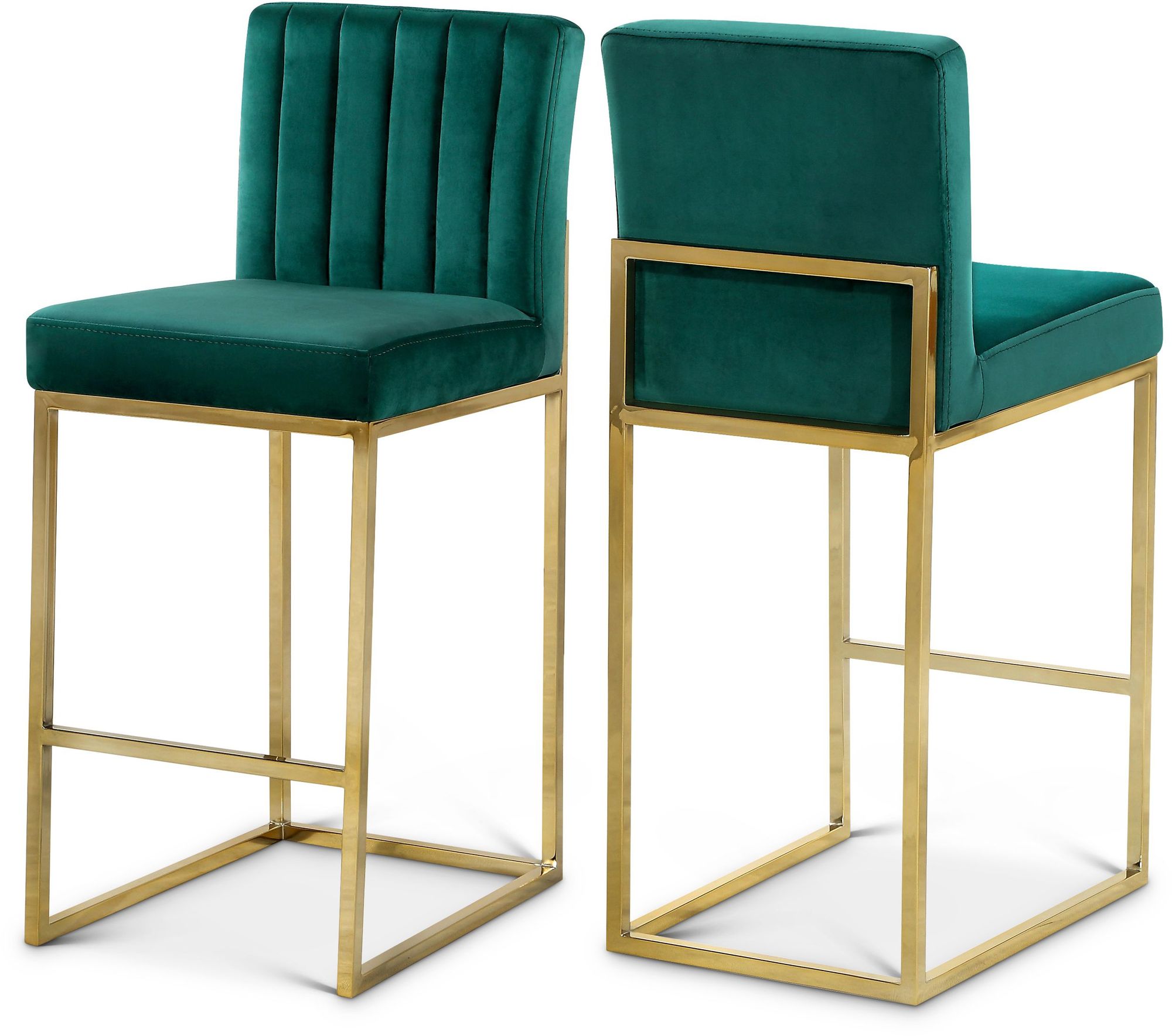 Giselle Velvet Counter Stool with Polished Gold Metal Frame