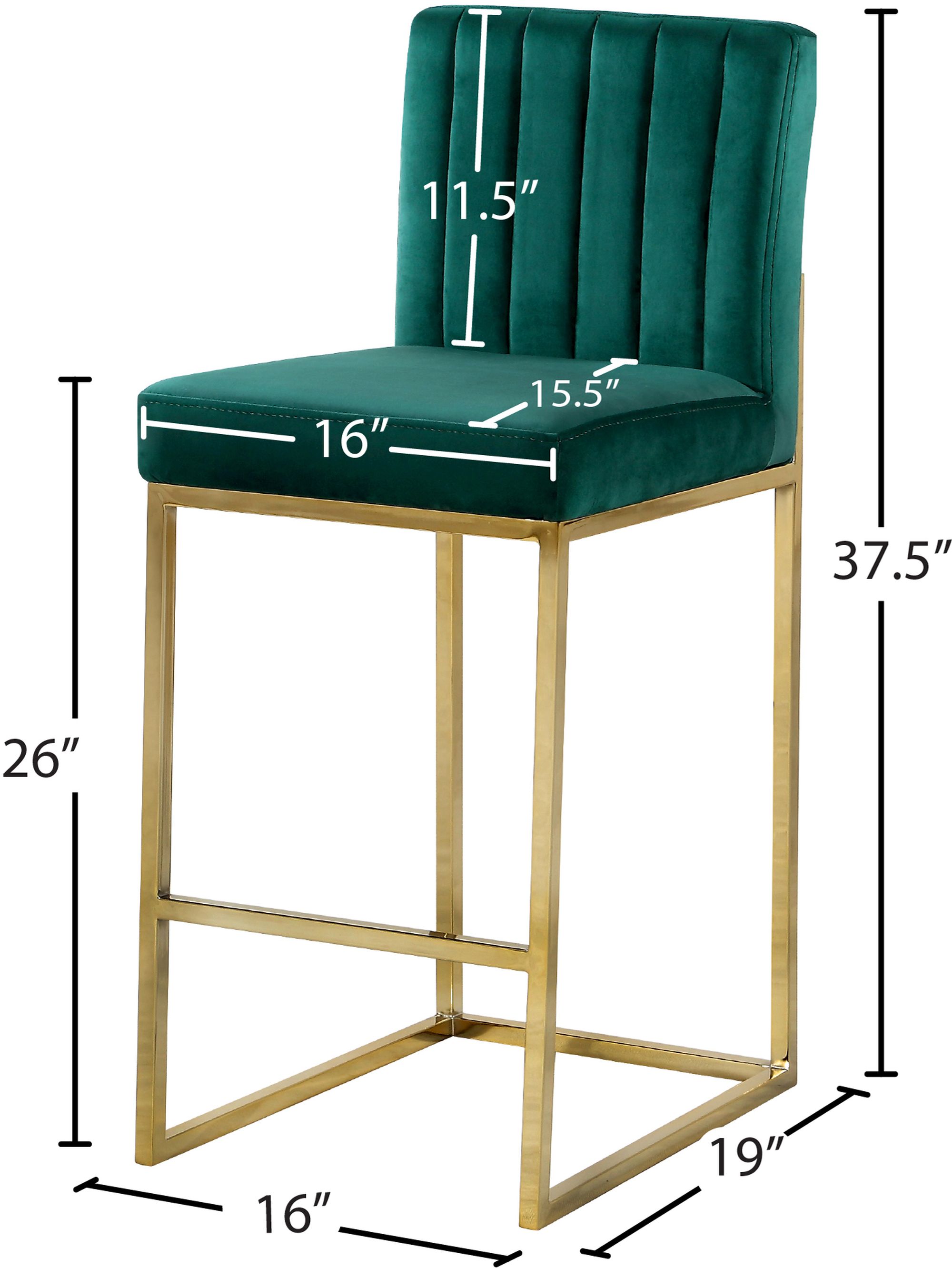 Giselle Velvet Counter Stool with Polished Gold Metal Frame