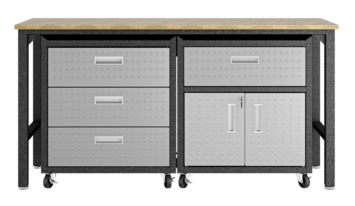 Fortress 3-Piece Textured Metal Garage Storage Set - Thumbnail 2