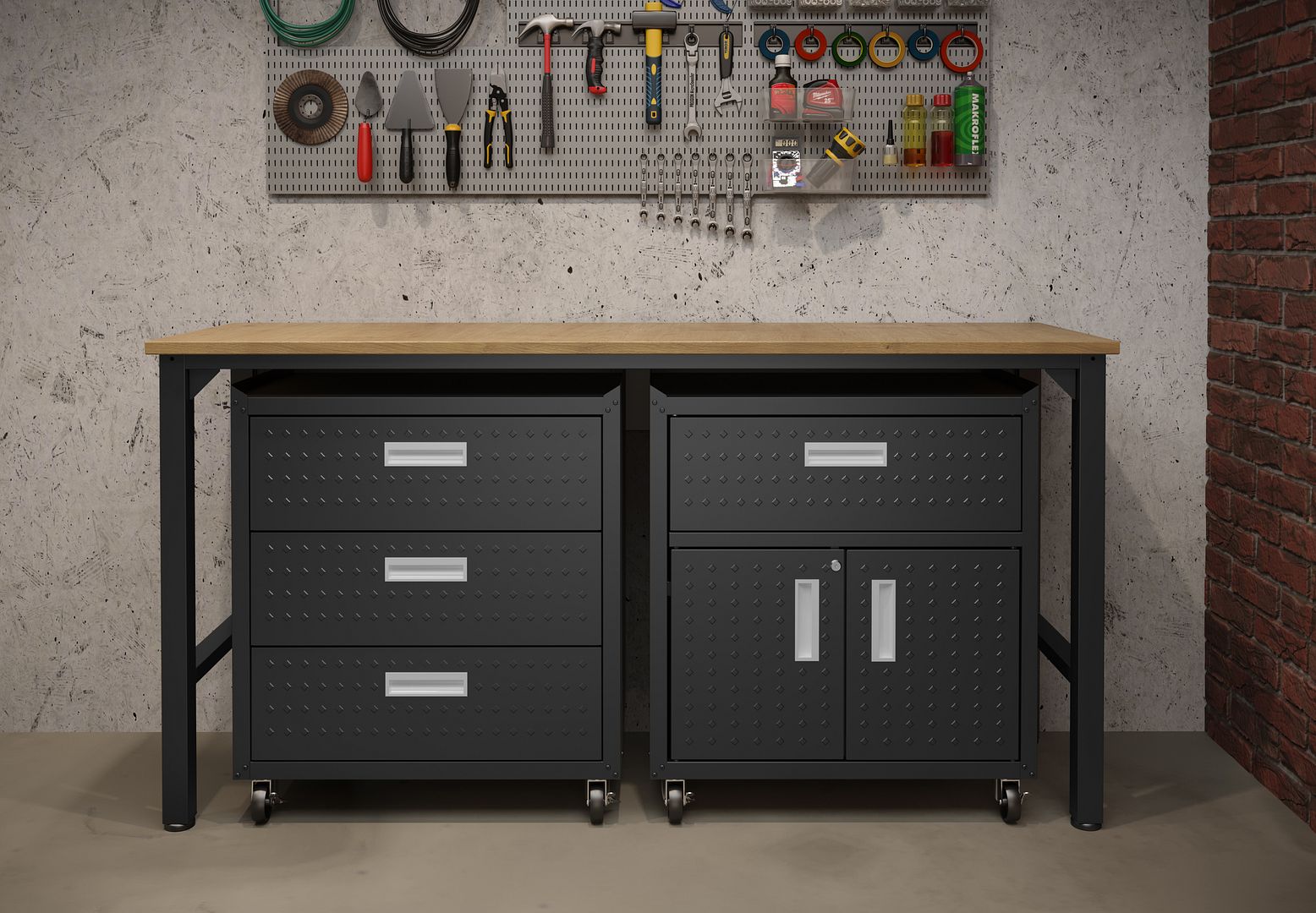 Fortress 3-Piece Textured Metal Garage Storage Set, Composition 5