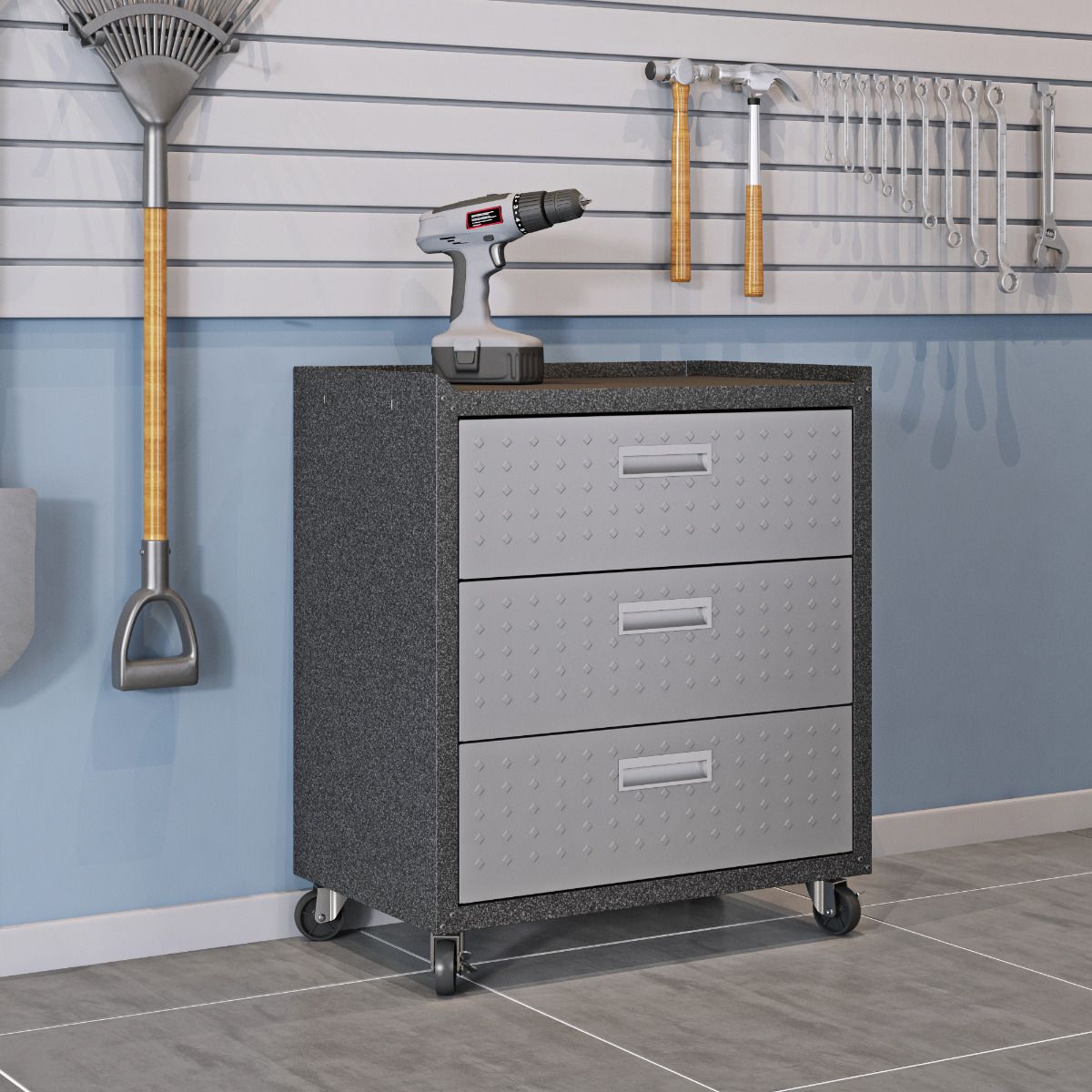 Fortress 3-Piece Textured Metal Garage Storage Set, Composition 5