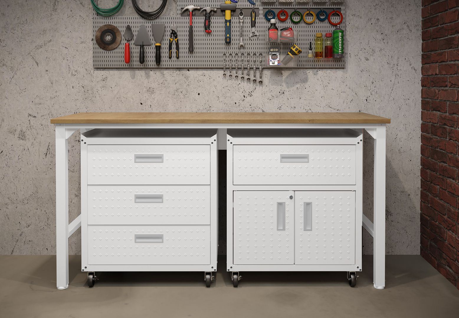 Fortress 3-Piece Textured Metal Garage Storage Set, Composition 5
