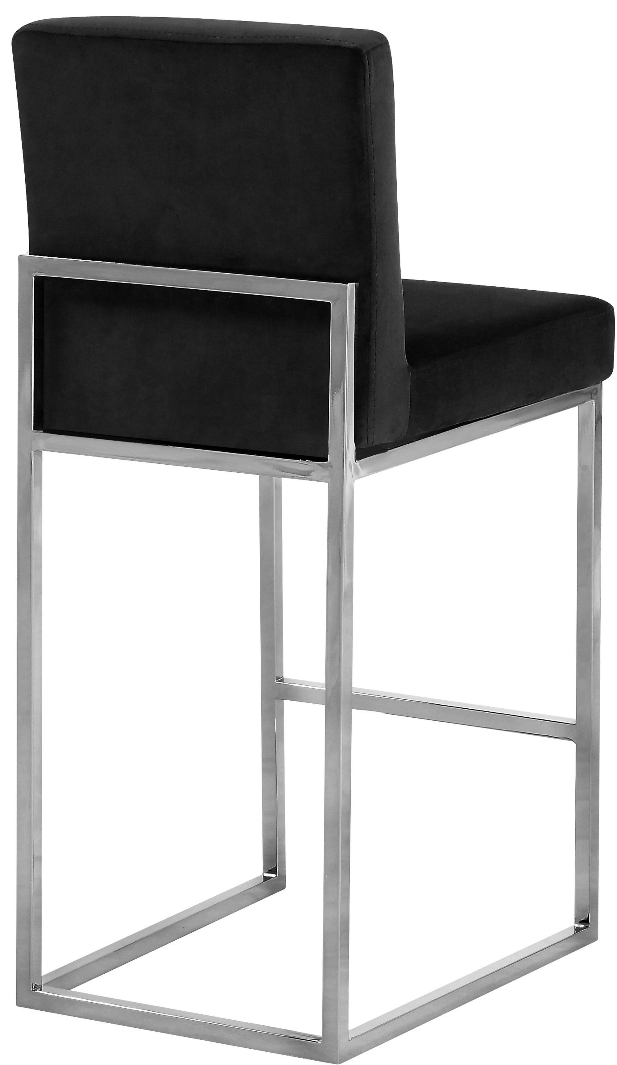 Giselle Velvet Counter Stool with Polished Metal Frame