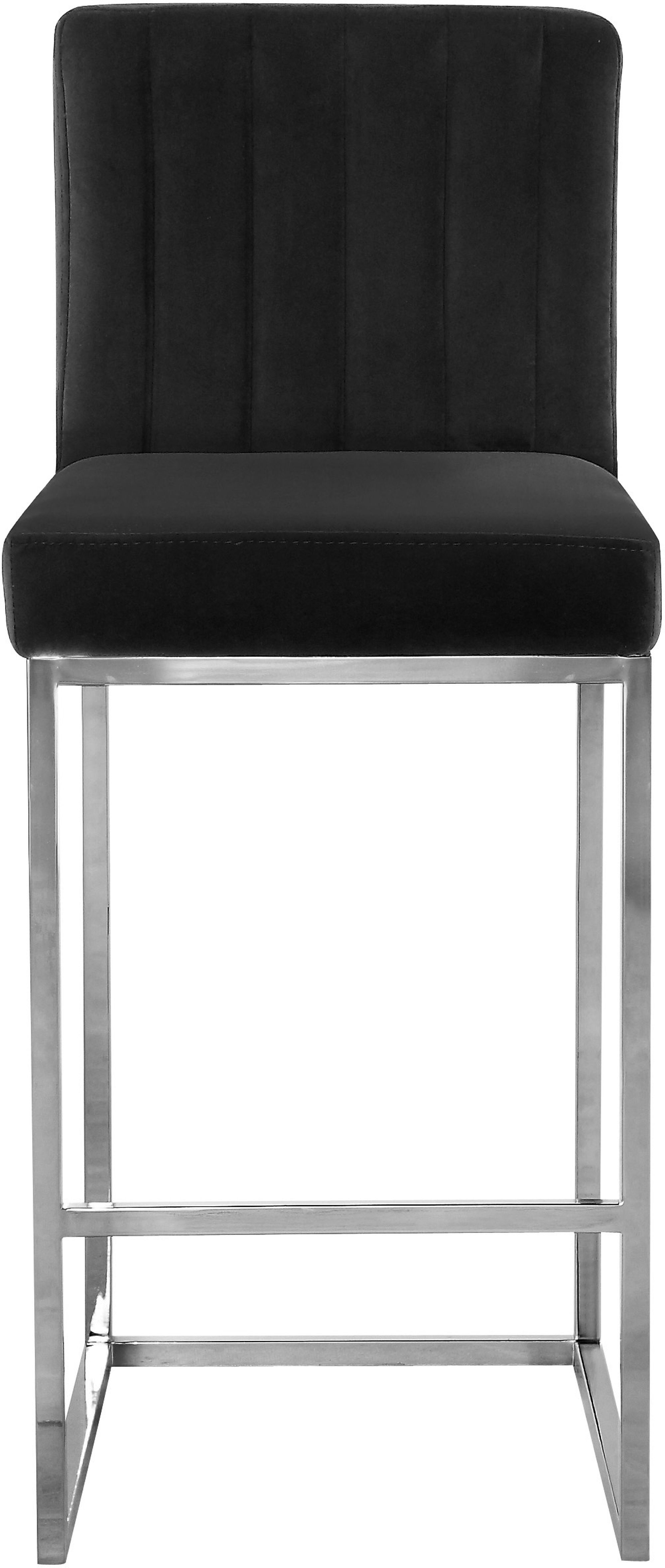 Giselle Velvet Counter Stool with Polished Metal Frame