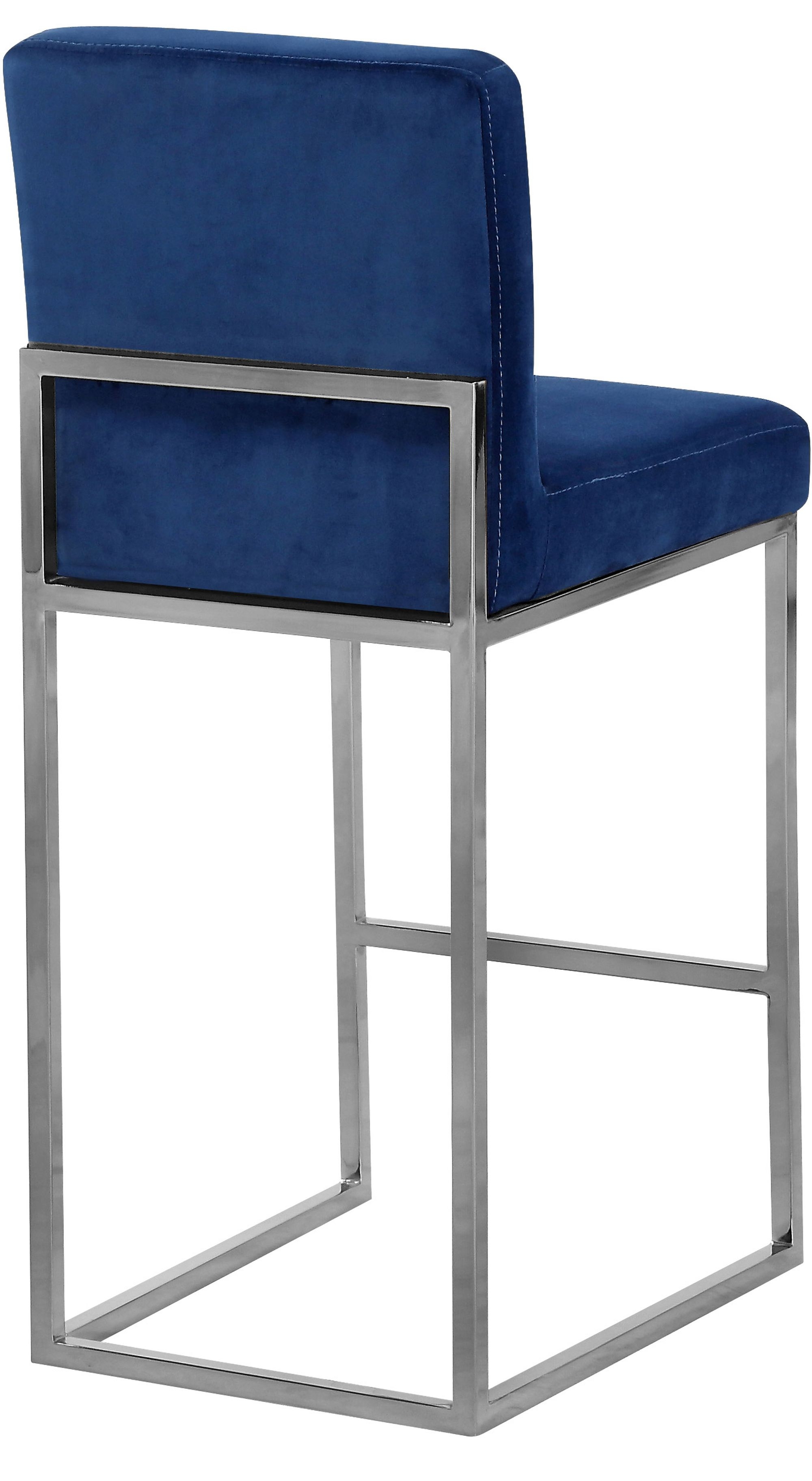 Giselle Velvet Counter Stool with Polished Metal Frame