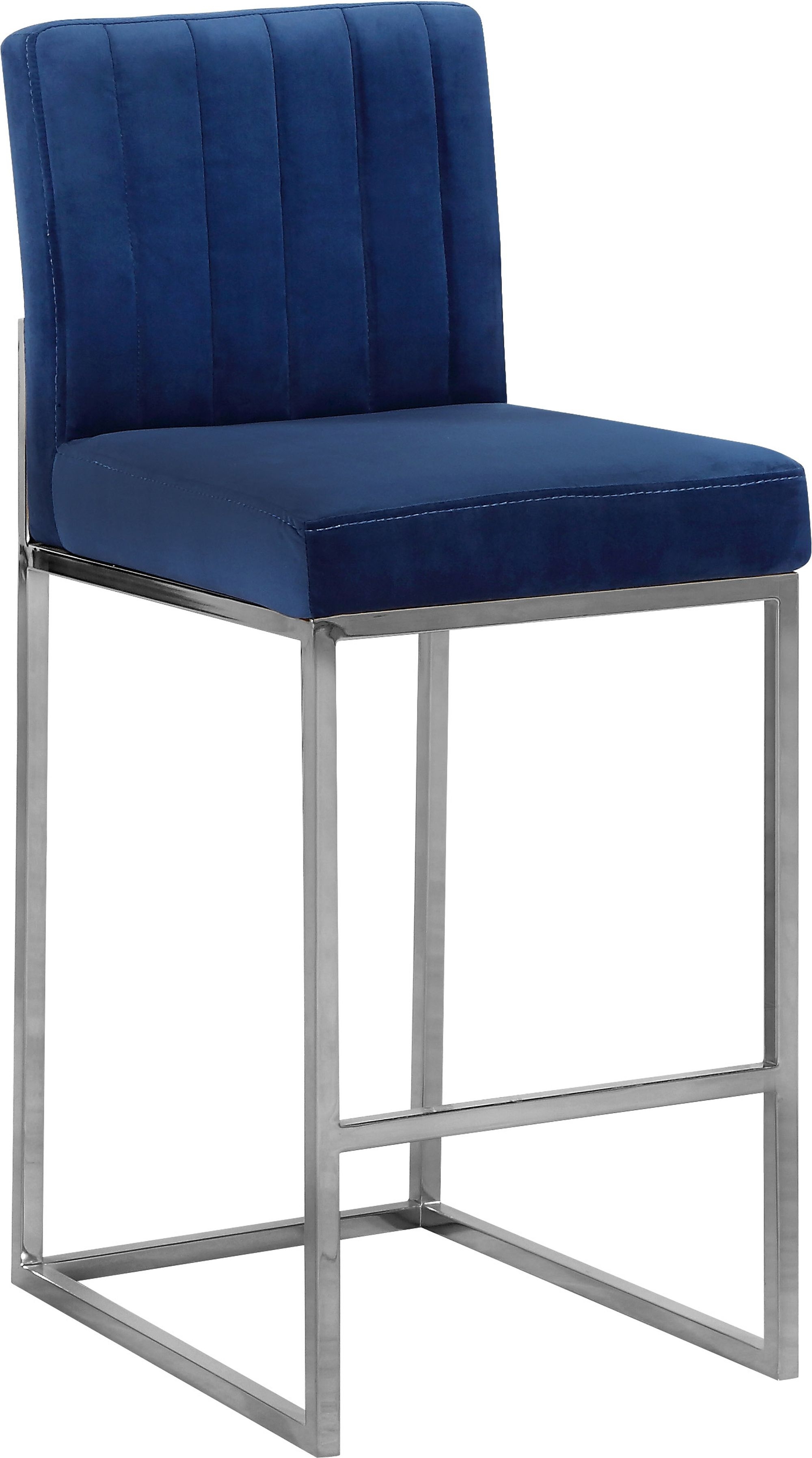 Giselle Velvet Counter Stool with Polished Metal Frame