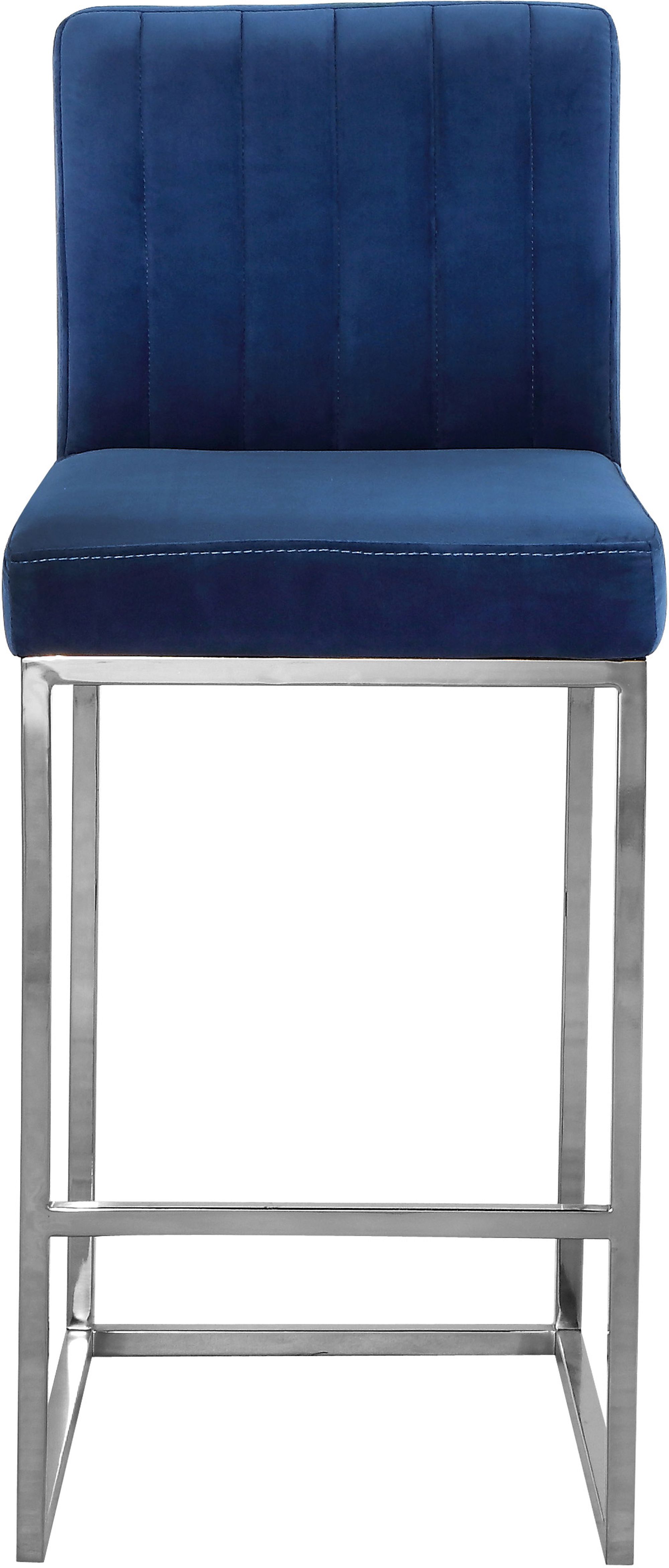Giselle Velvet Counter Stool with Polished Chrome Metal Frame