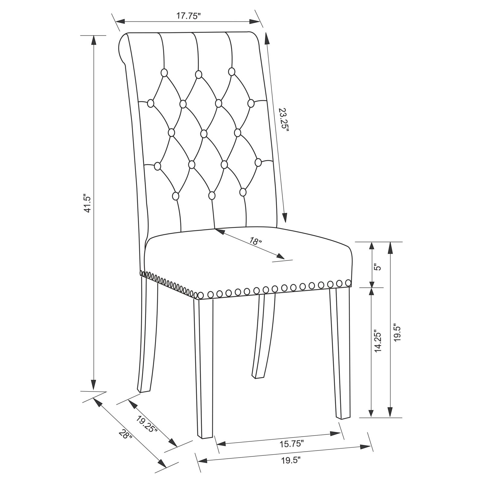 Alana Tufted Back Fabric Side Chair with Nailhead Trim