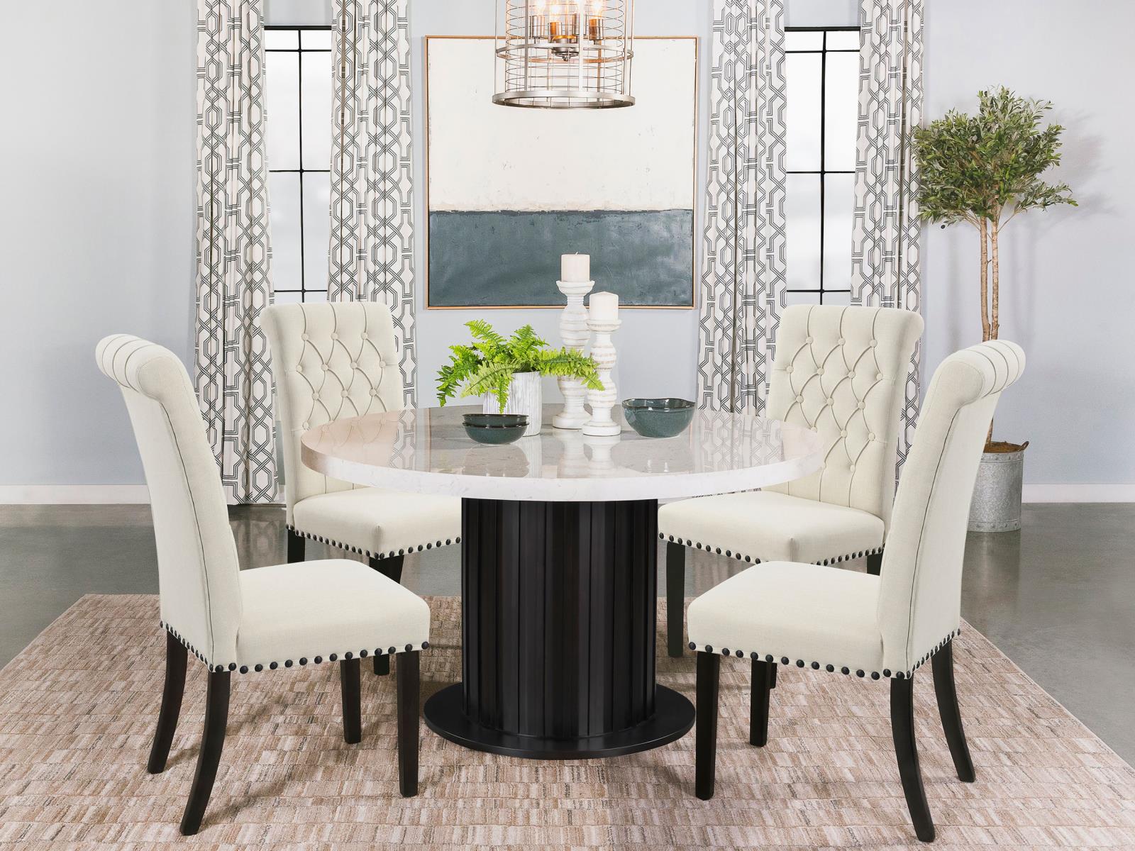 Alana Tufted Back Fabric Side Chair with Nailhead Trim